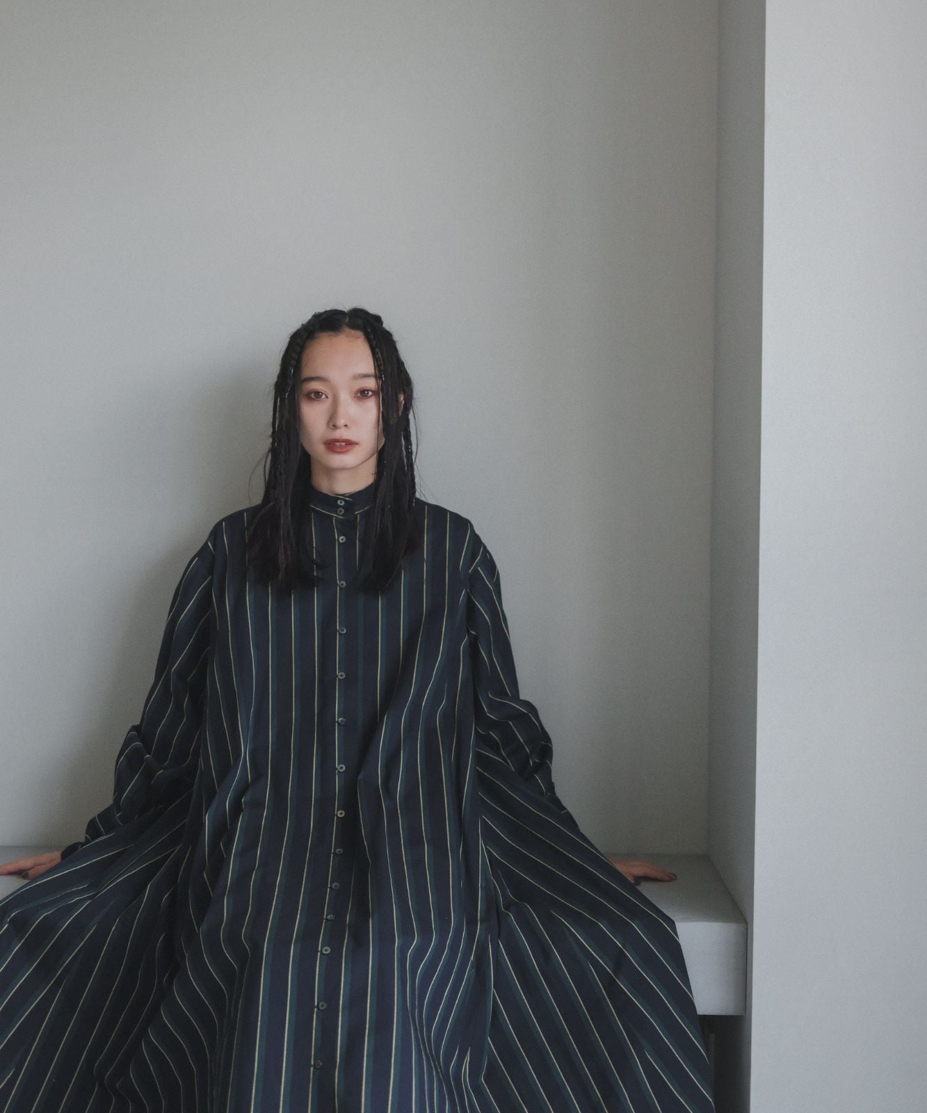 ≪予約販売≫british green stripe onepiece(ブリティッシュグリーンストライプワンピース)≪2023年8月30日15:00販売開始≫≪2023年11月上旬発送予定≫