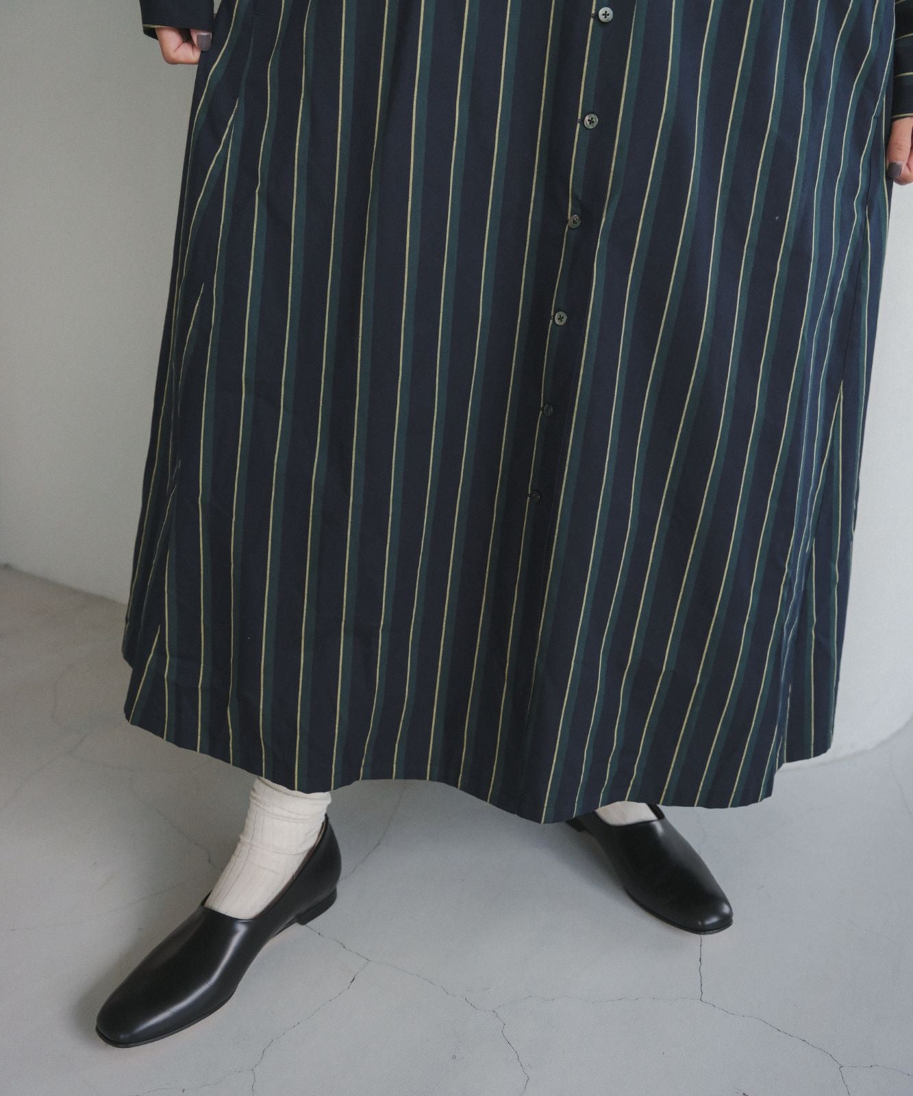 ≪予約販売≫british green stripe onepiece(ブリティッシュグリーンストライプワンピース)≪2023年8月30日15:00販売開始≫≪2023年11月上旬発送予定≫