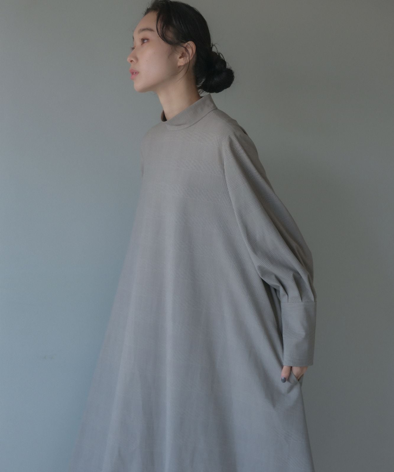 ≪予約販売≫long cuffs glen check onepiece (ロングカフスグレンチェックワンピース)≪2023年8月28日15:00販売開始≫≪2023年10月下旬発送予定≫