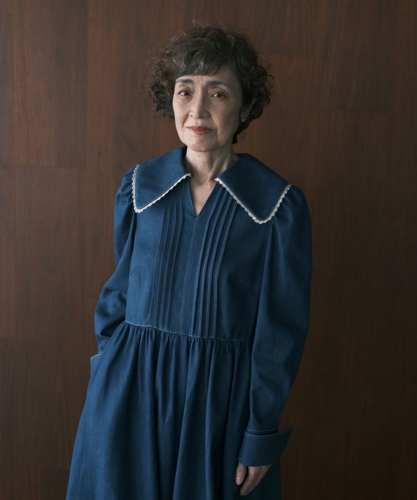 ≪通常販売≫lace pintuck denim classical dress(レースピンタックデニムクラシカルドレス)