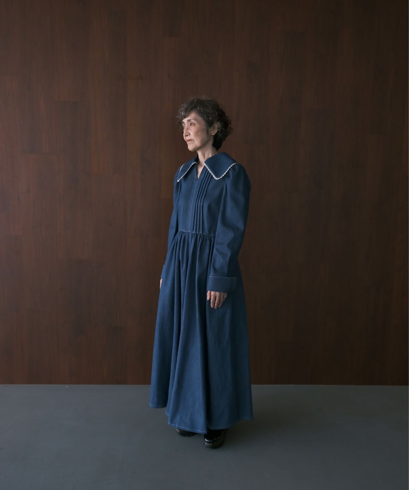 ≪予約販売≫lace pintuck denim classical dress(レースピンタックデニムクラシカルドレス)≪2023年11月6日15:00販売開始≫≪2024年1月下旬以降発送予定≫
