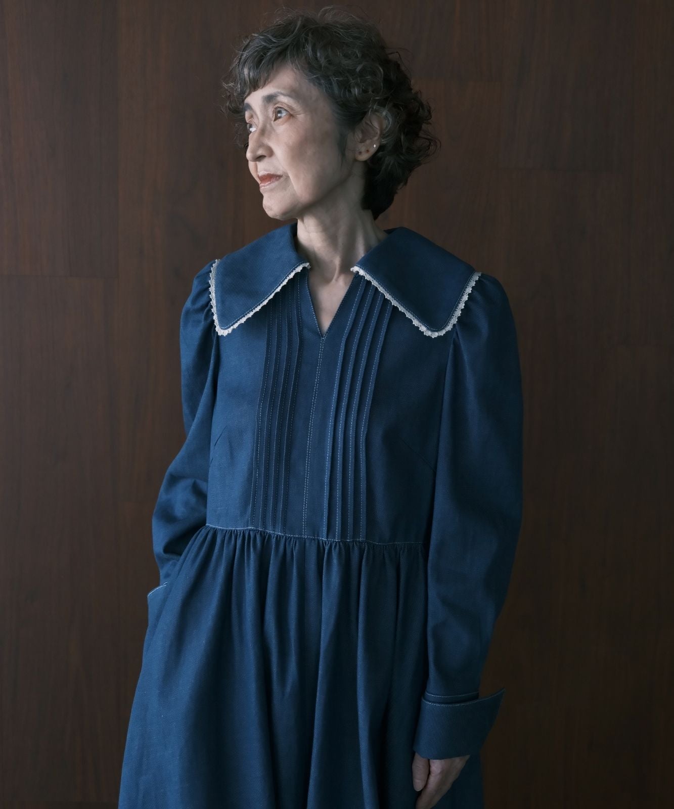 ≪予約販売≫lace pintuck denim classical dress(レースピンタックデニムクラシカルドレス)≪2023年11月6日15:00販売開始≫≪2024年1月下旬以降発送予定≫