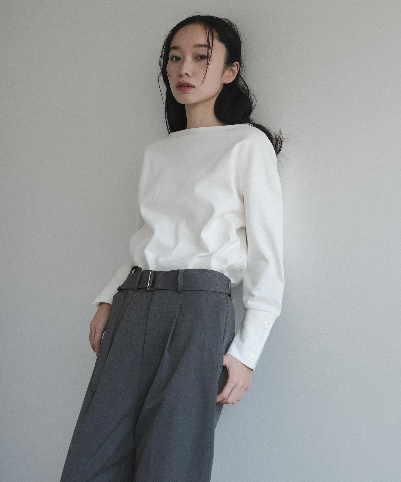 ≪通常販売≫argan belted tapered slacks(アルガンベルテッドテーパードスラックス)
