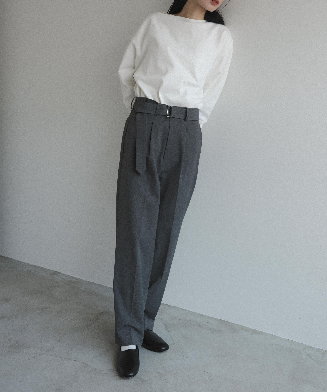 ≪通常販売≫argan belted tapered slacks(アルガンベルテッドテーパードスラックス)