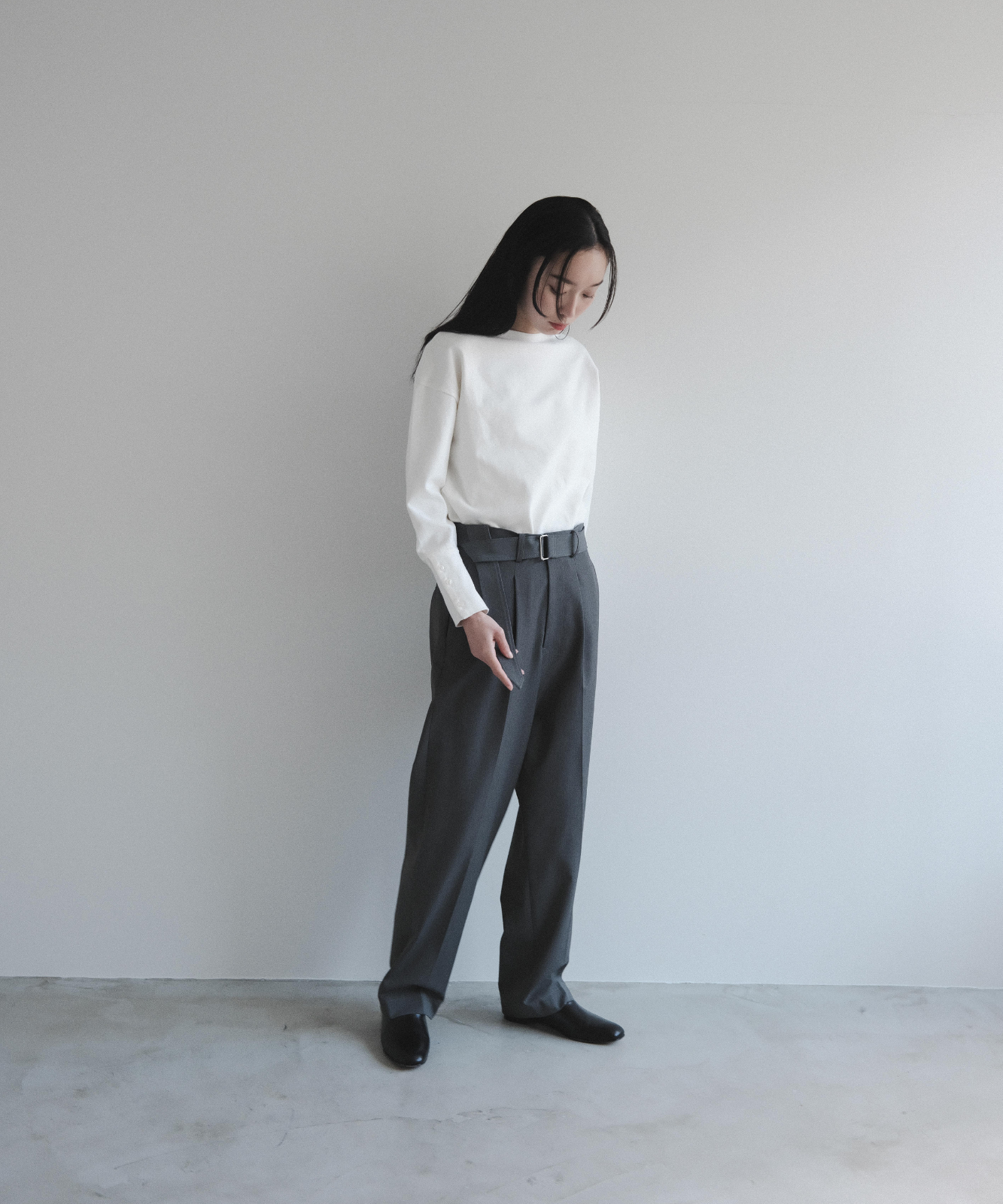 ≪通常販売≫argan belted tapered slacks(アルガンベルテッドテーパードスラックス)