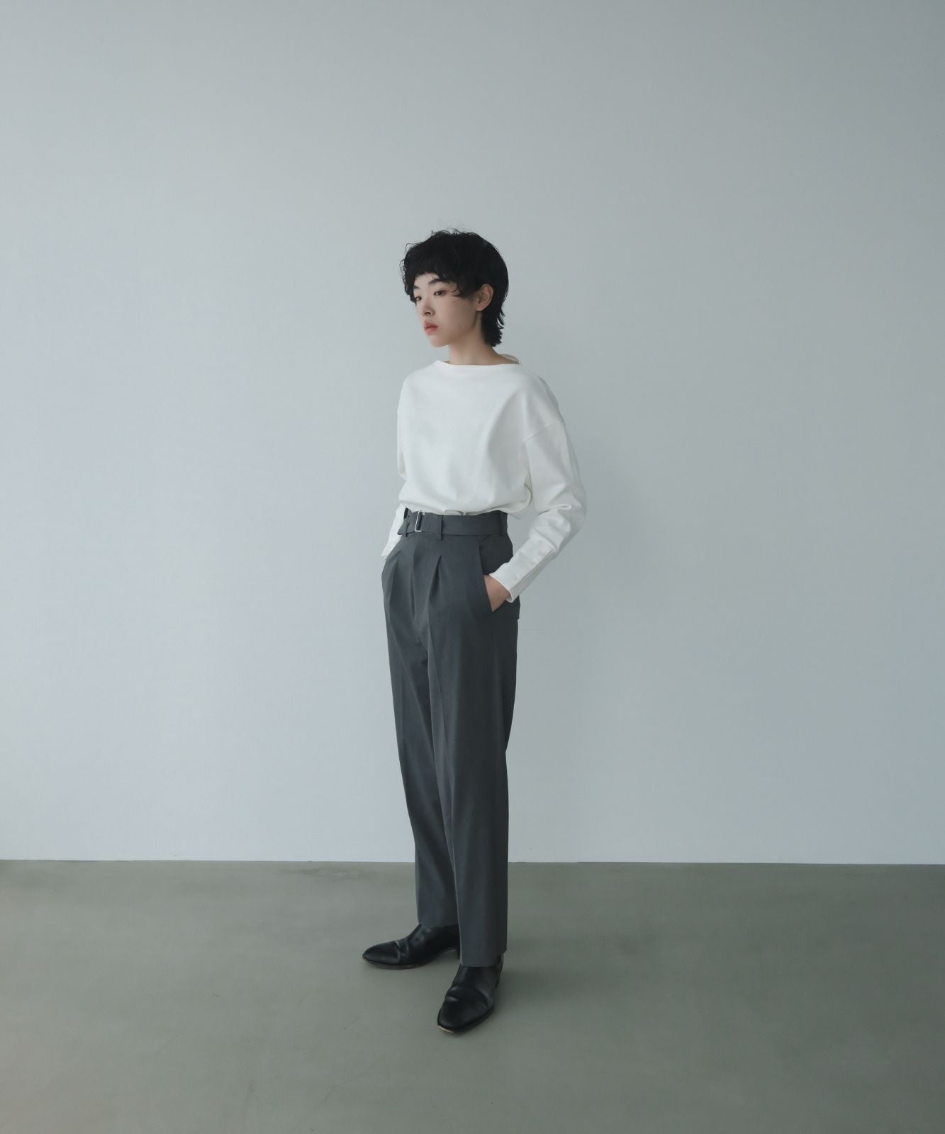 ≪在庫販売≫argan belted tapered slacks（アルガンベルテッドテーパードスラックス）