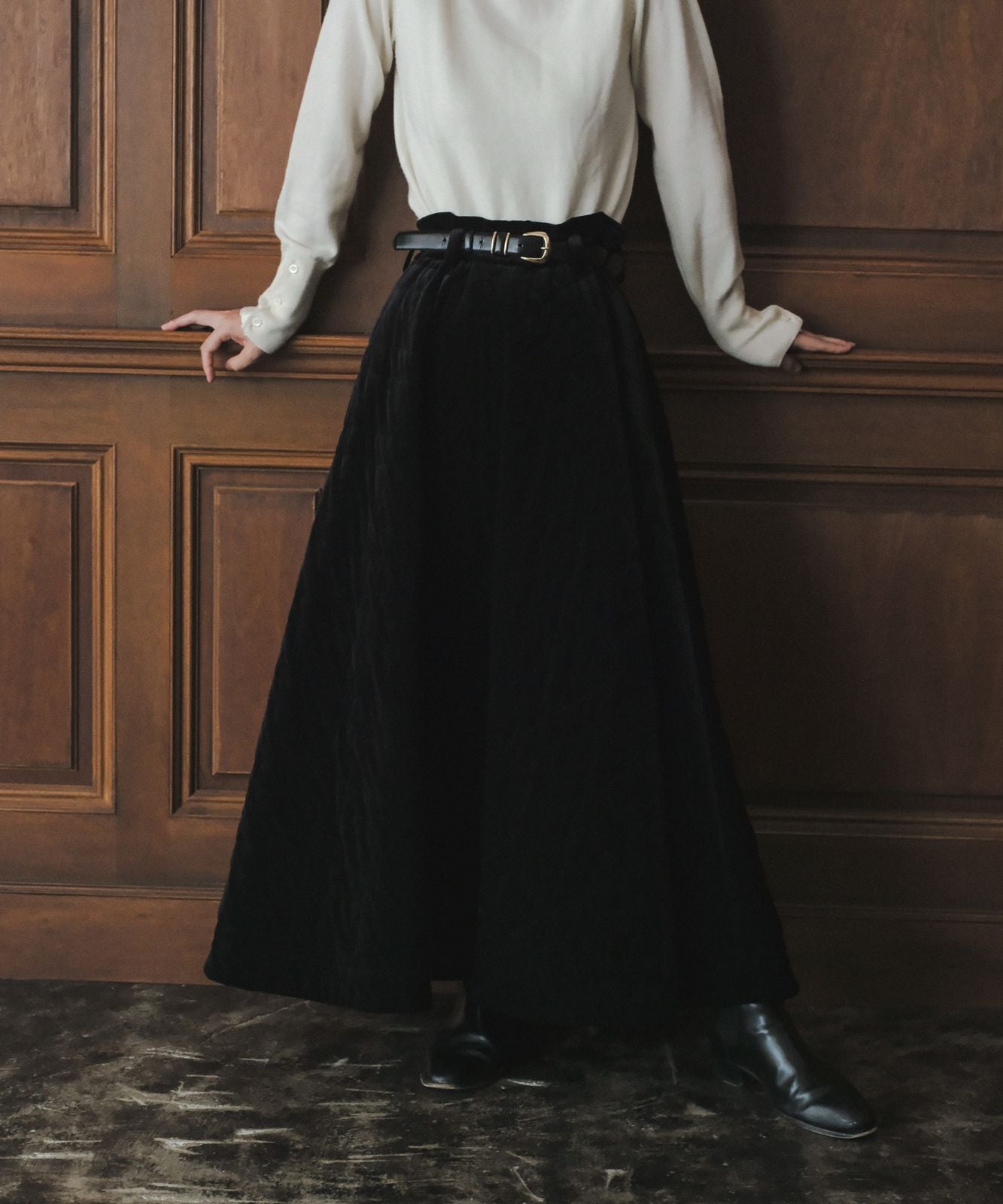 ≪在庫販売≫velvet quilting super flare skirt （ベルベットキルティングスーパーフレアスカート）