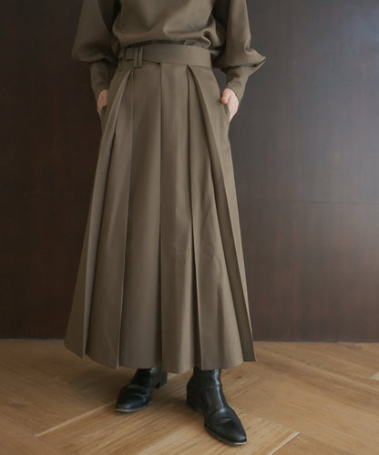 ≪在庫販売≫twill chambray  tuck fold skirt（ツイルシャンブレータックホールドスカート）
