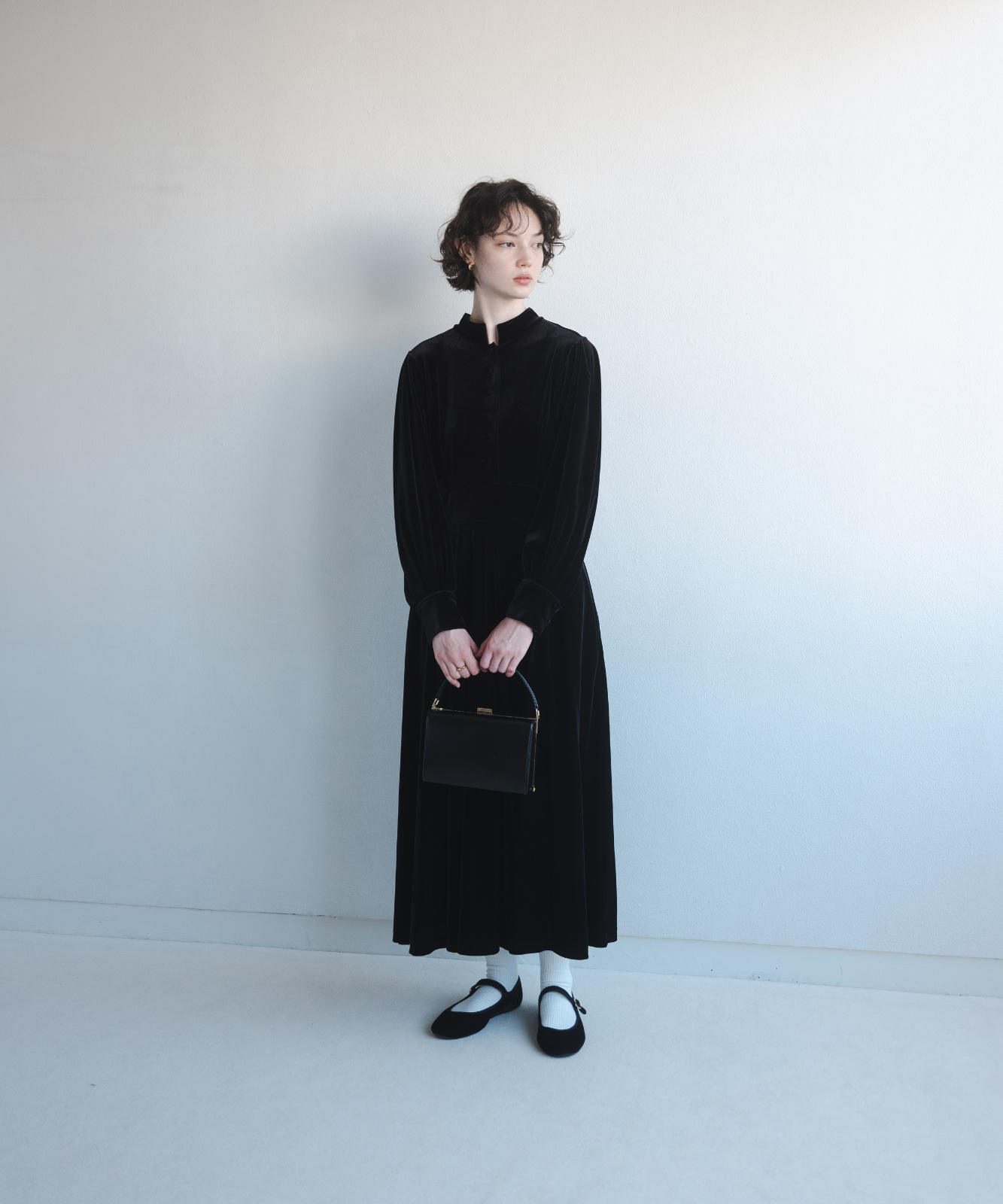 ≪通常販売≫【THE DRESS #57】velour front button dress(ベロアフロントボタンドレス)
