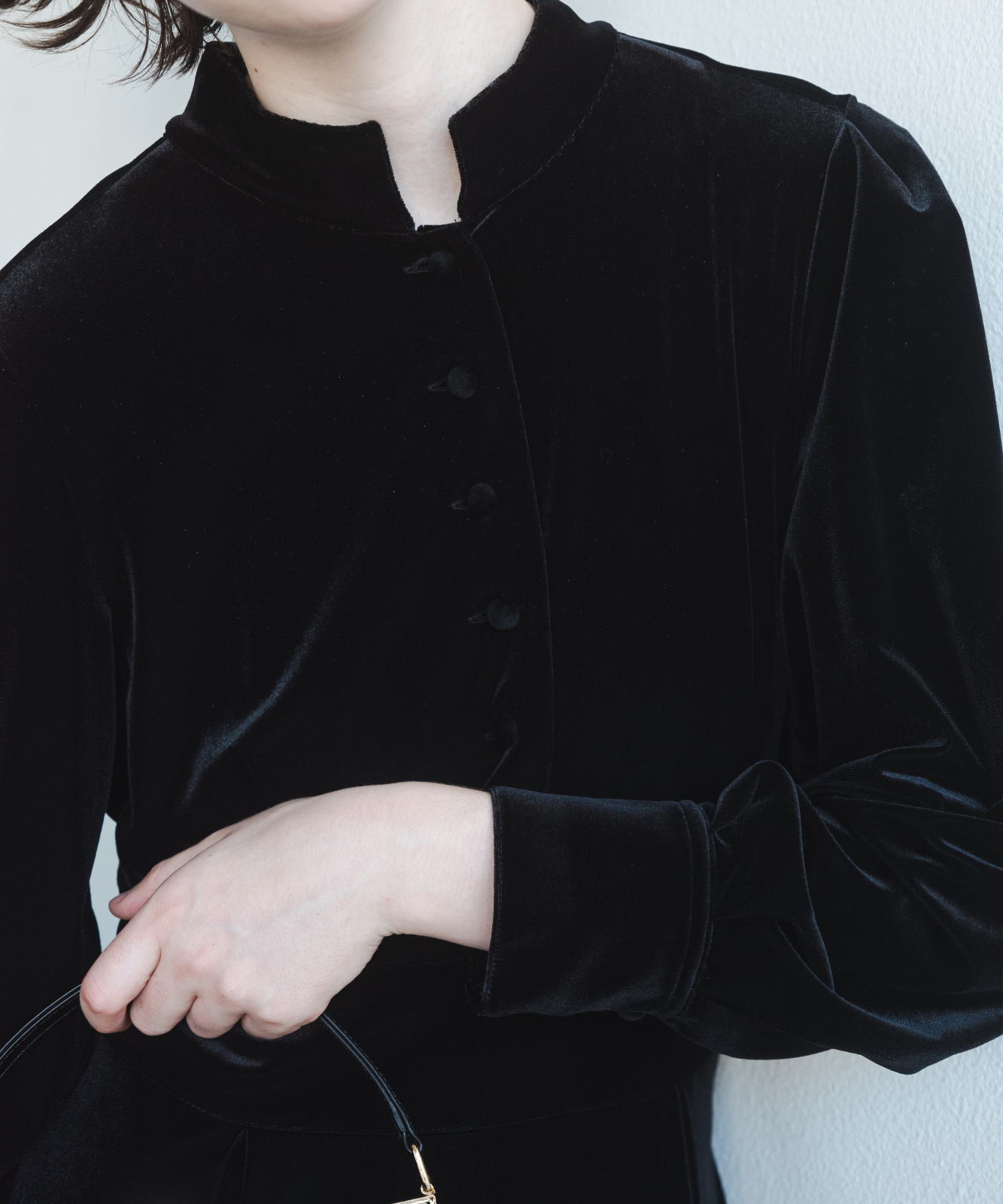 ≪通常販売≫【THE DRESS #57】velour front button dress(ベロアフロントボタンドレス)