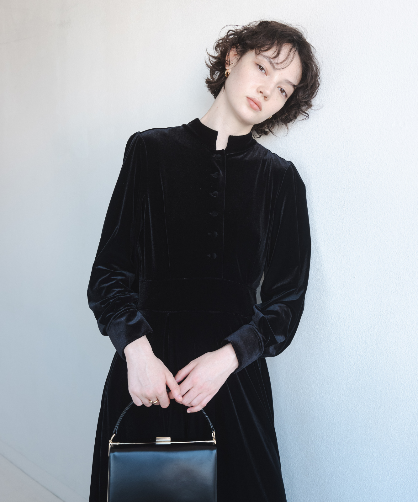 ≪通常販売≫【THE DRESS #57】velour front button dress(ベロアフロントボタンドレス)
