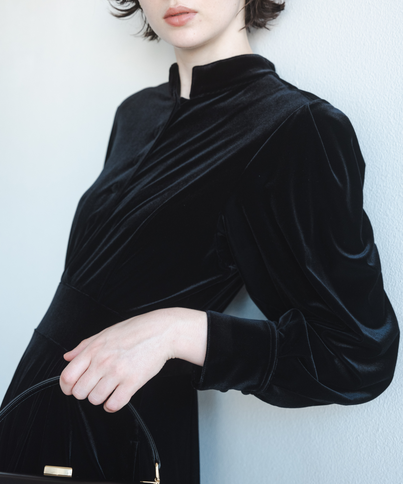 ≪通常販売≫【THE DRESS #57】velour front button dress(ベロアフロントボタンドレス)