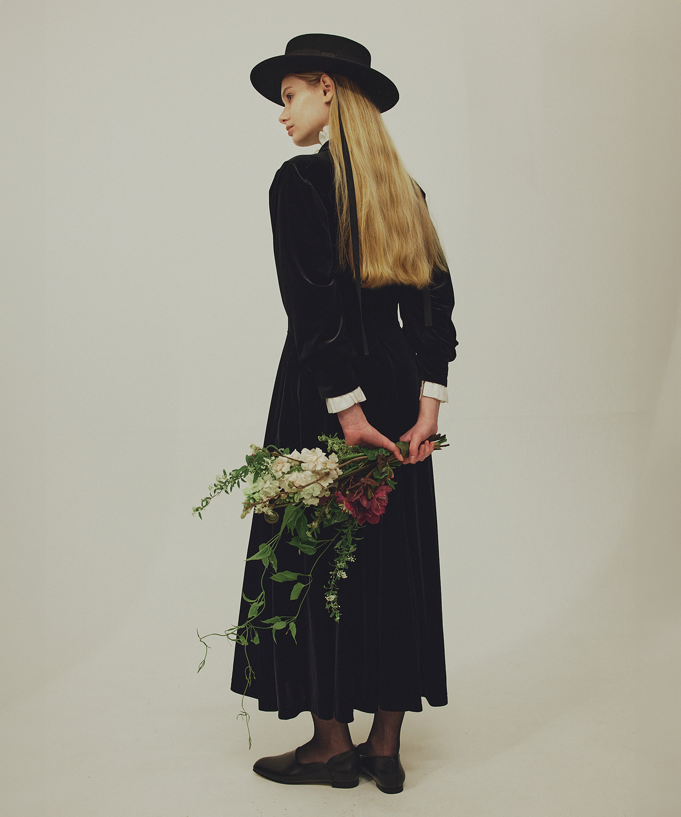 ≪通常販売≫【THE DRESS #57】velour front button dress(ベロアフロントボタンドレス)