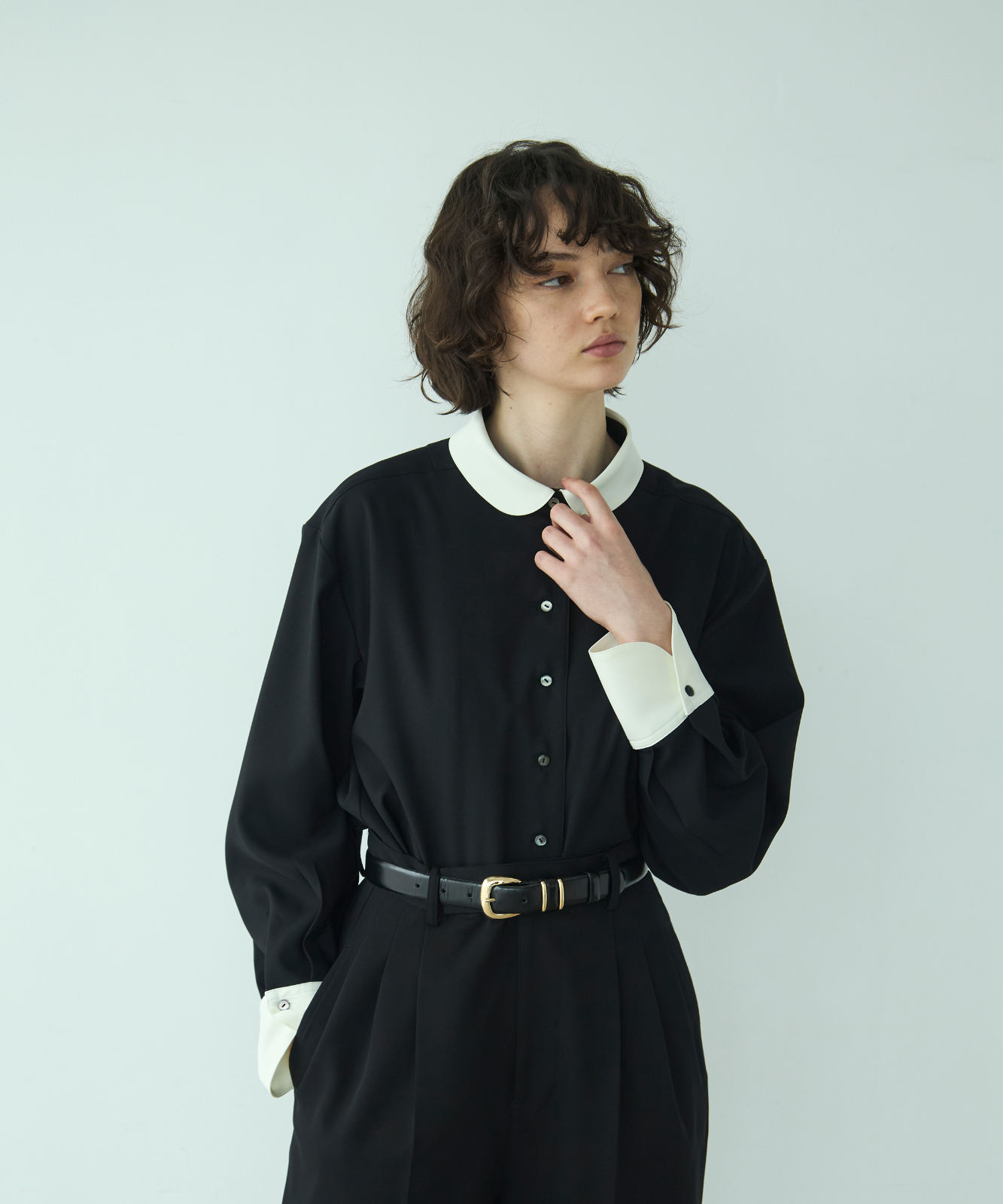 ≪通常販売≫round bicolor toro blouse(ラウンドバイカラートロ ≪通常販売≫round bicolor toro blouse(ラウンドバイカラートロ