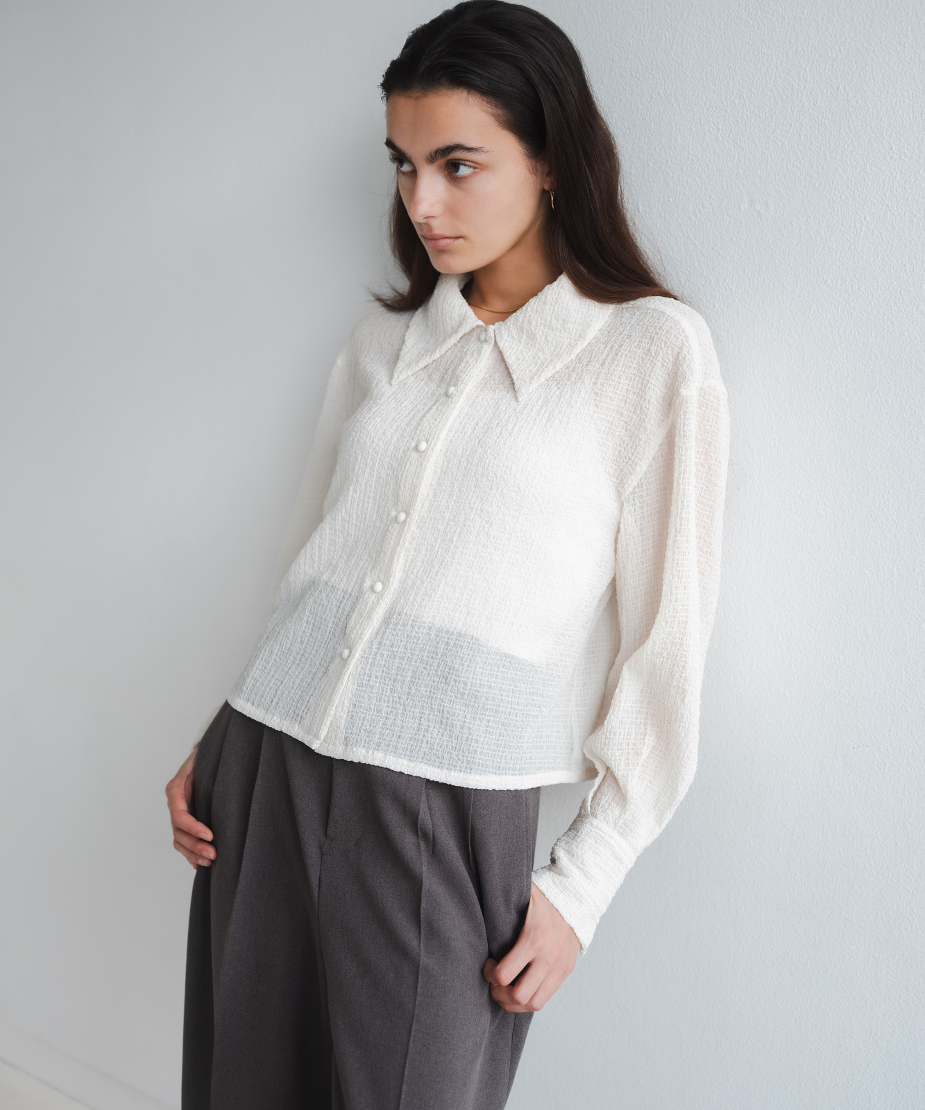 ≪通常販売≫tricot shirts collar blouse(トリコットシャツカラーブラウス)