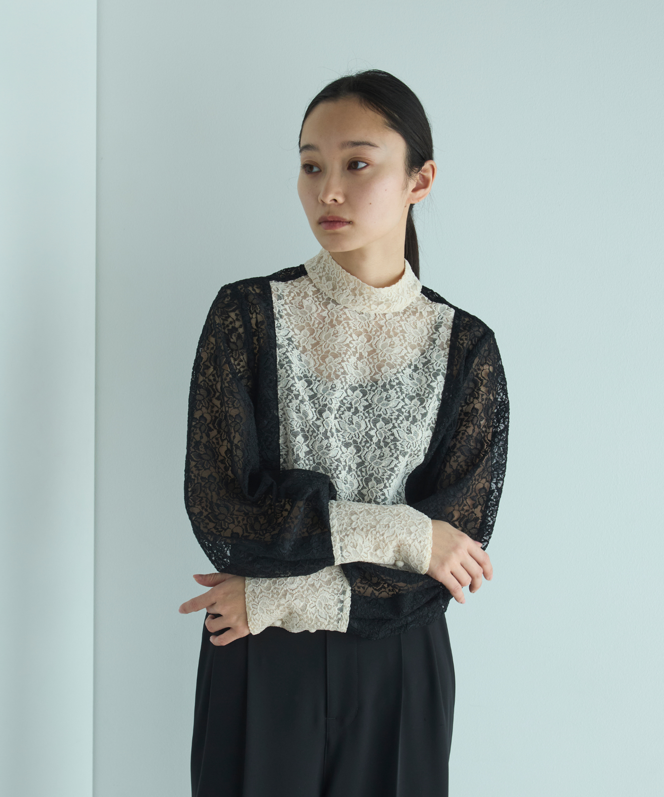 ≪通常販売≫bicolor lace blouse(バイカラーレースブラウス) – THE ≪通常販売≫bicolor lace blouse(バイカラーレースブラウス) – THE