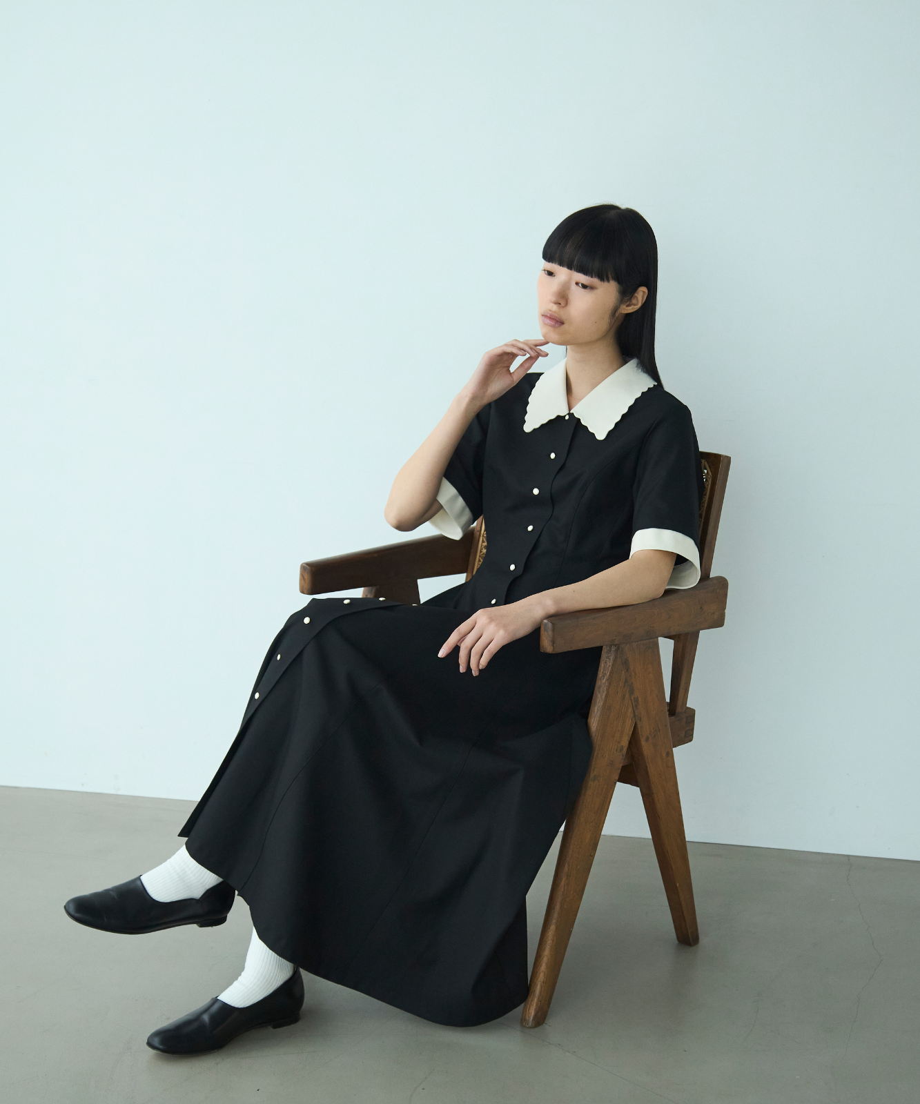 ≪通常販売≫【THE DRESS #64】 scallop bicolor one piece(スカラップバイカラーワンピース)