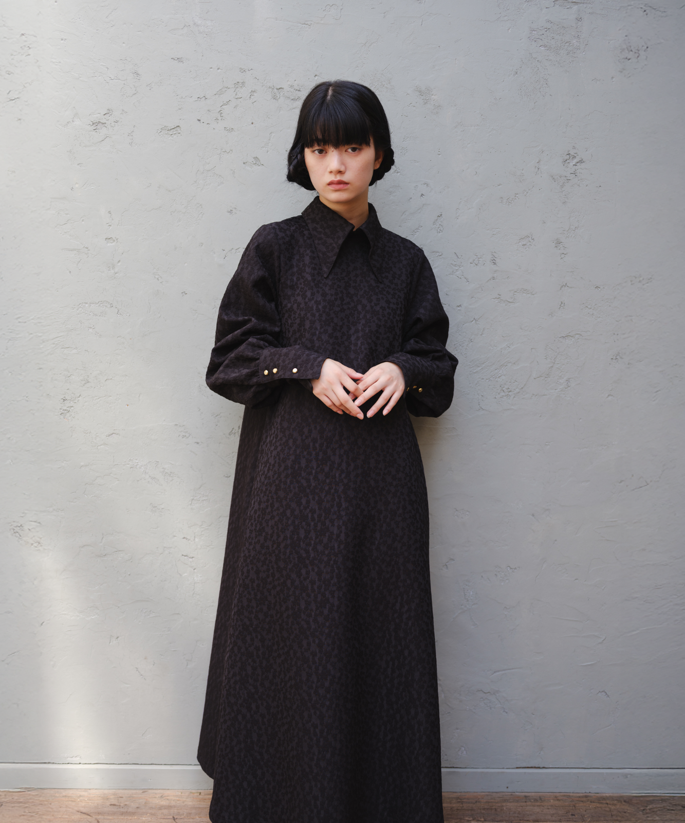 ≪通常販売≫long point collar jacquard onepiece（ロングポイント