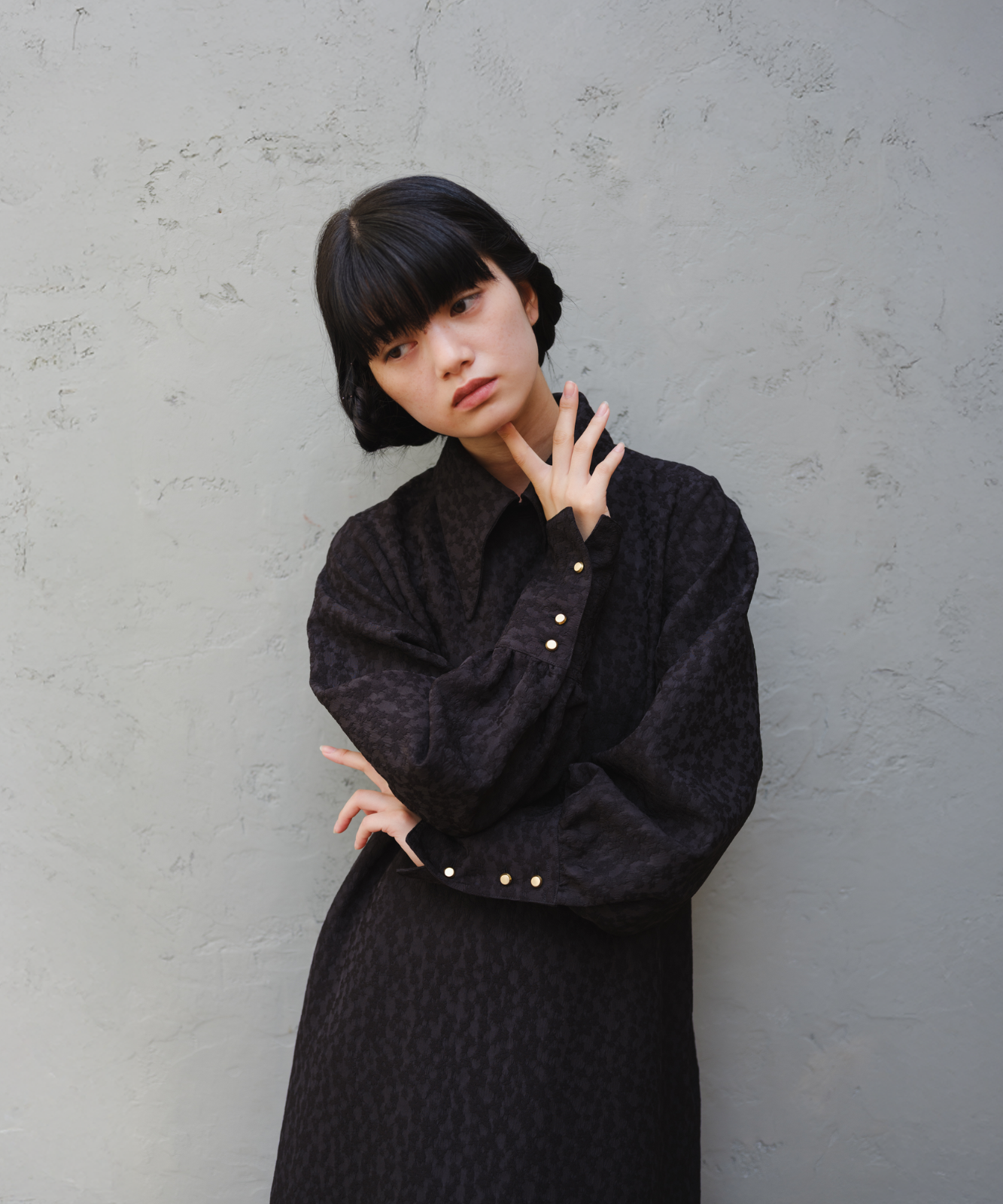 ≪通常販売≫long point collar jacquard onepiece（ロング