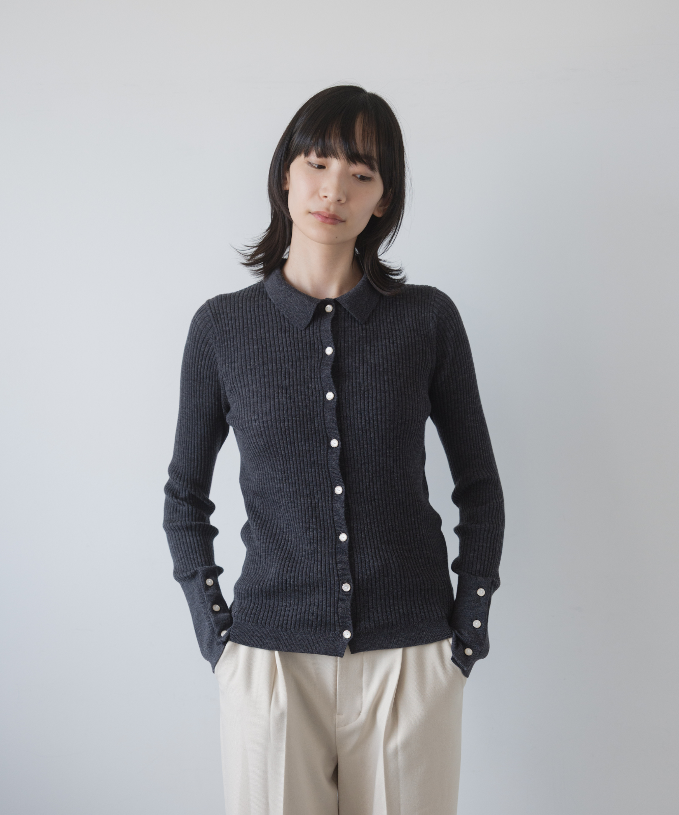 ≪通常販売≫knit polo cardigan(ニットポロカーディガン)