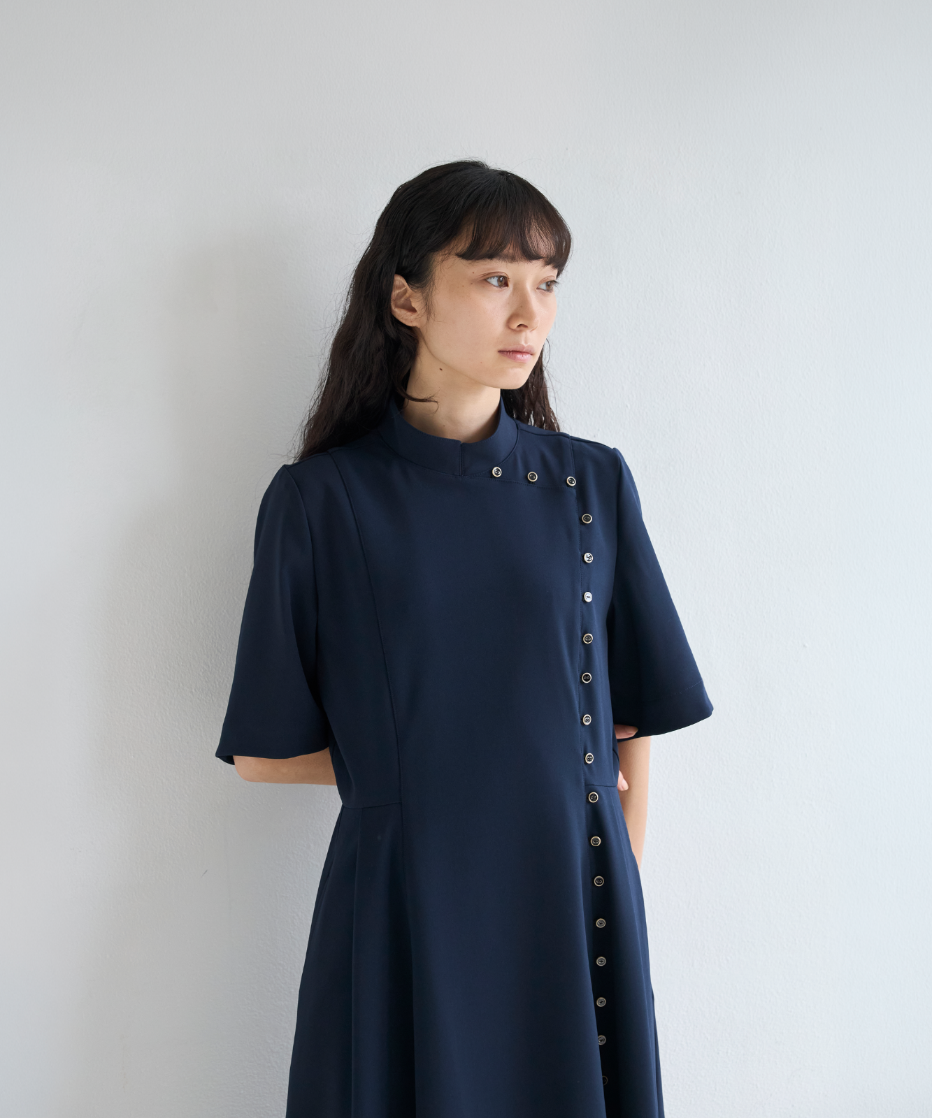 ≪通常販売≫gold button easy flap dress（ゴールドボタンイージー