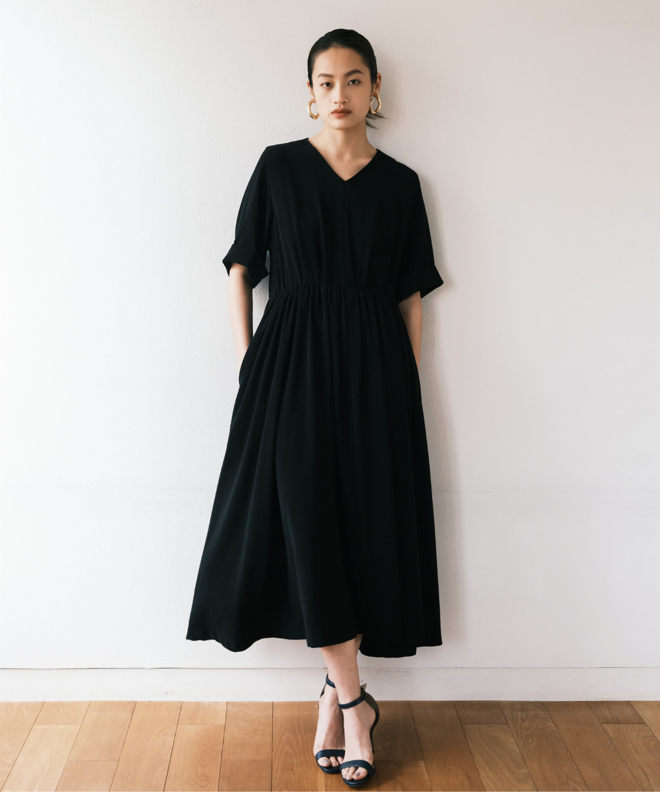 【foufou】Vneck gather one piece ≪通常販売≫【THE DRESS #11】Vneck gather one piece(Vネック