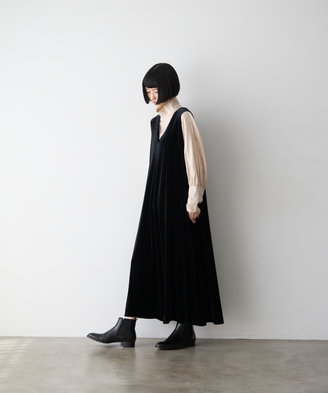 ≪通常販売≫【THE DRESS #16】no-sleeve velour one piece(ノースリーブベロアワンピース)