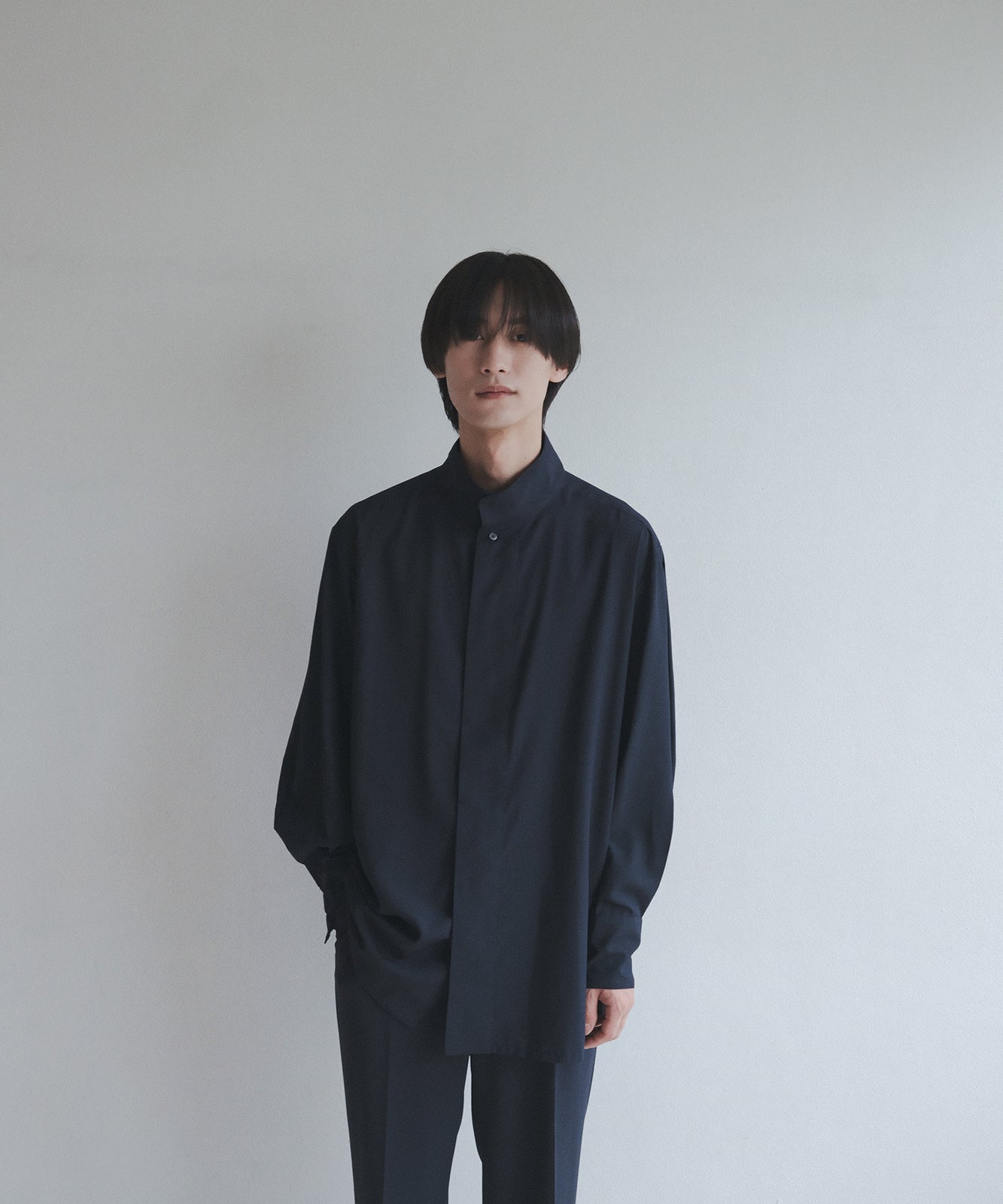 ≪予約販売≫【Men's】stand collar fly front blouse(スタンドカラーフライフロントブラウス)≪2023年7月19日21:00販売開始≫≪2023年10月上旬発送予定≫