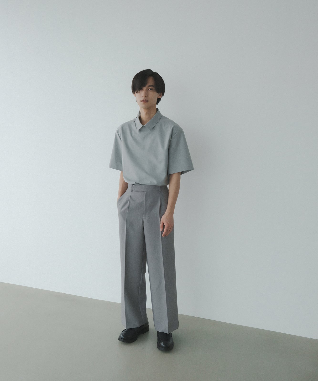 ≪在庫販売≫【Men's】shirts collar minimal blouse(シャツカラー ミニマルブラウス)