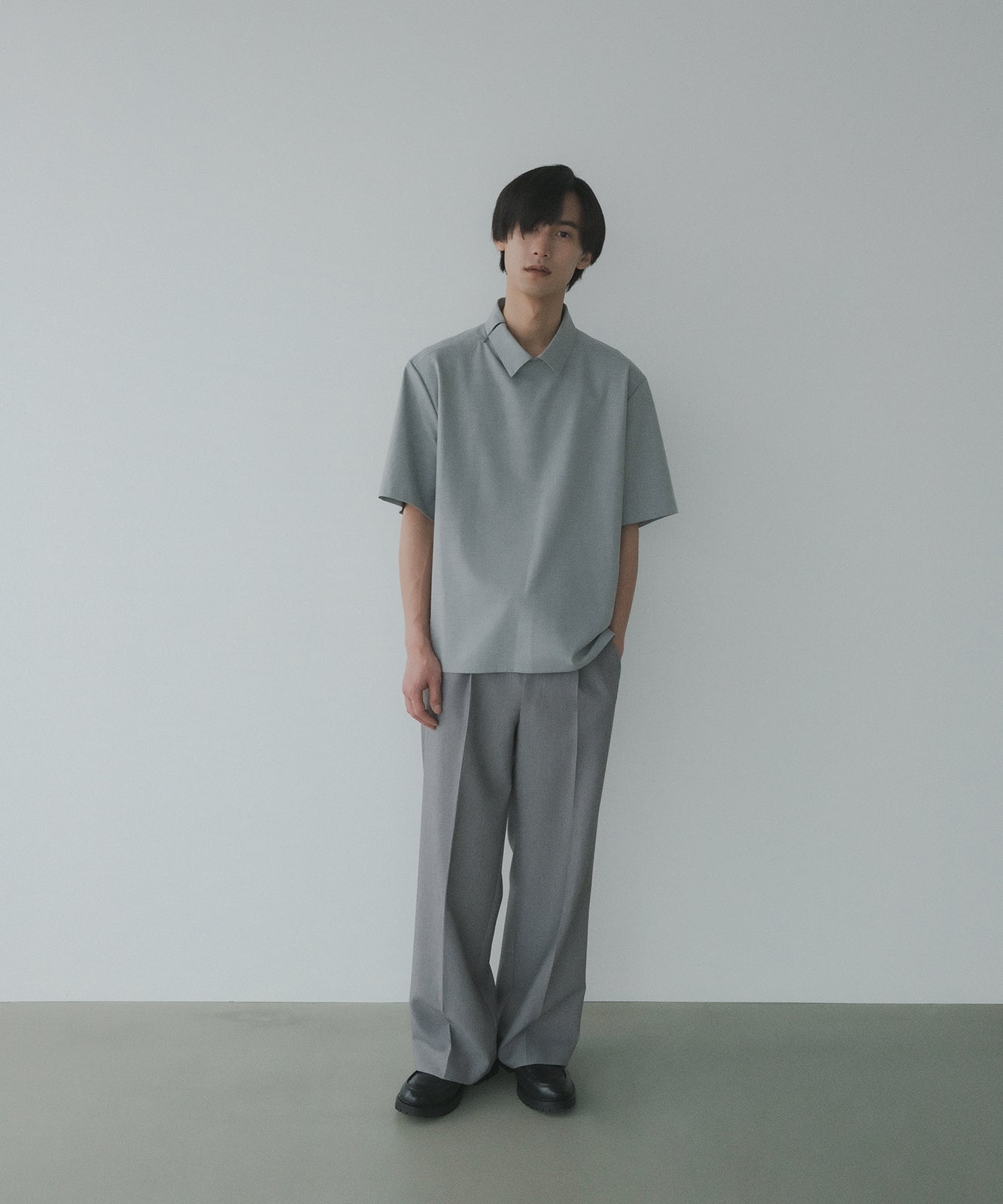 ≪在庫販売≫【Men's】shirts collar minimal blouse(シャツカラー ミニマルブラウス)