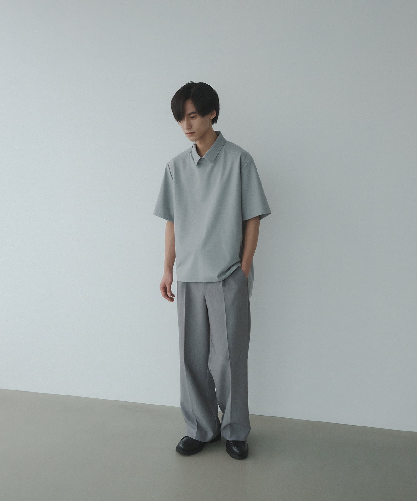 ≪在庫販売≫【Men's】shirts collar minimal blouse(シャツカラー ミニマルブラウス)
