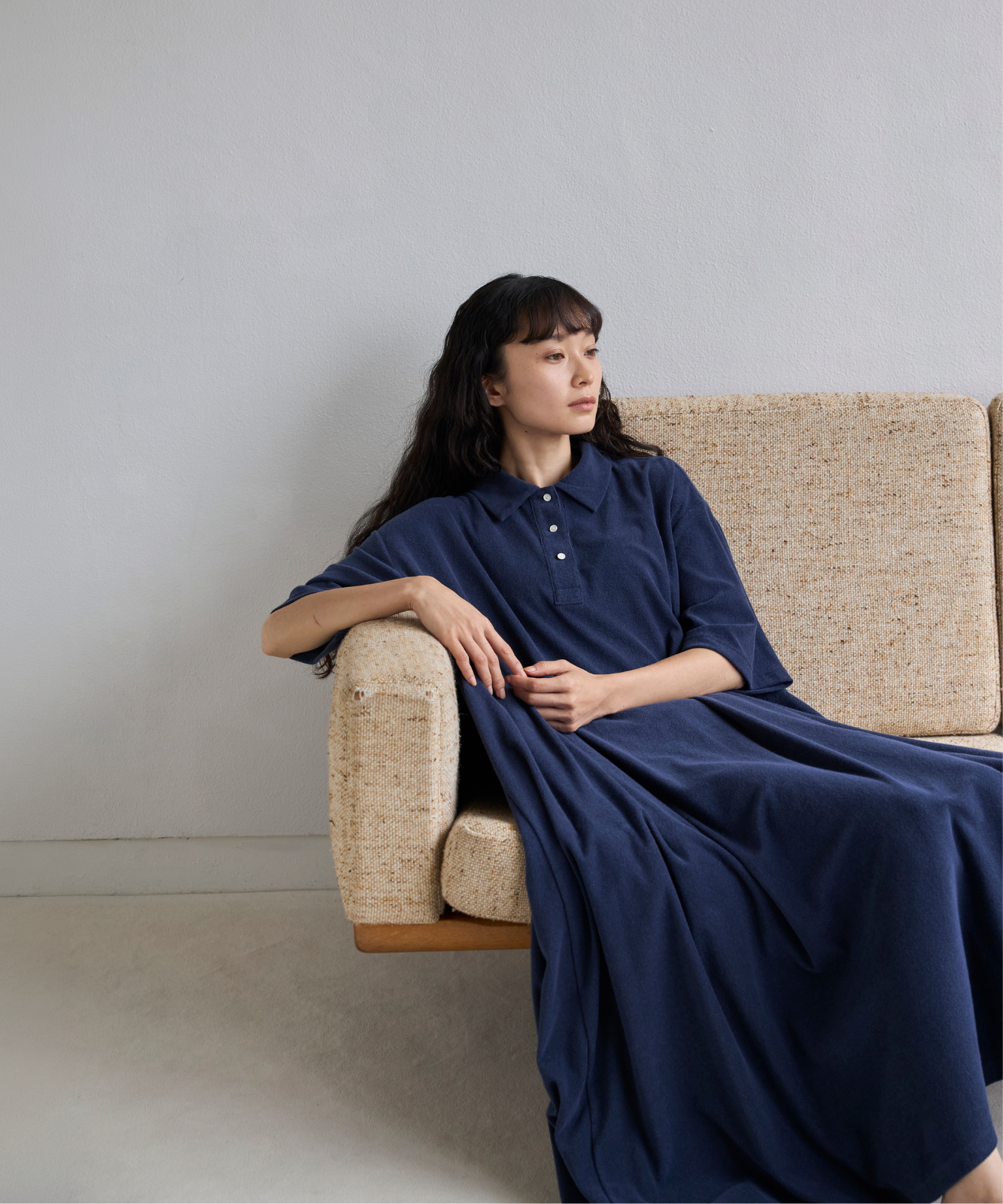 ≪通常販売≫polo collar pile one piece(ポロカラーパイルワンピース)