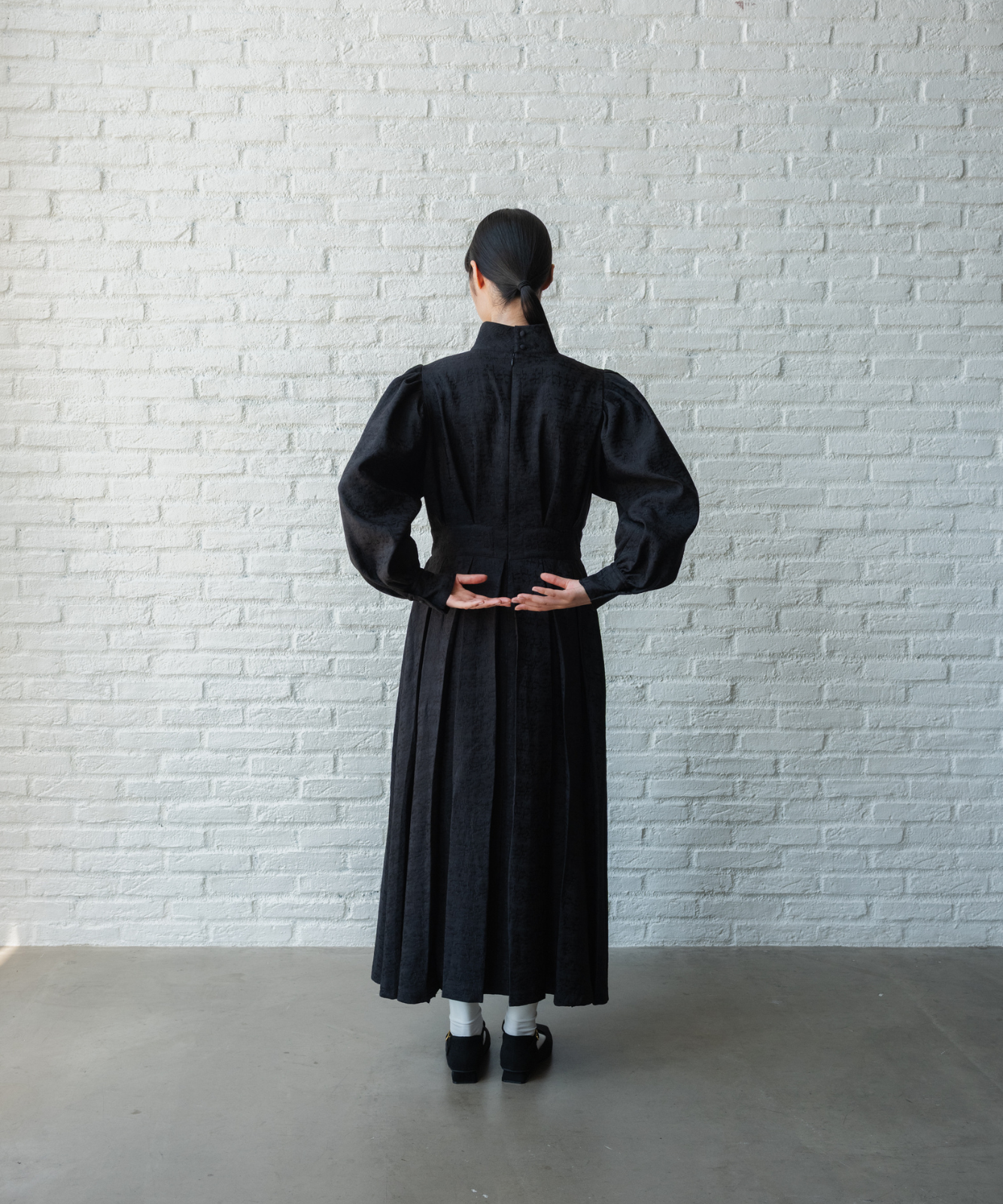 ≪通常販売≫【THE DRESS #50】high neck tuck jacquard onepiece(ハイネックタックジャカードワンピース)