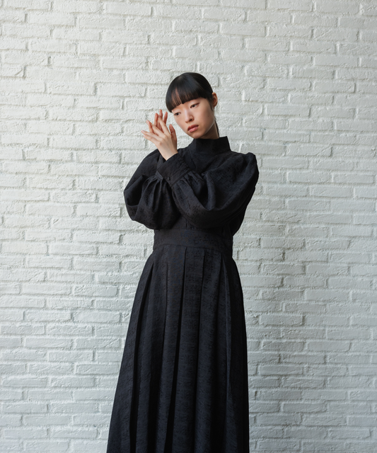 ≪通常販売≫【THE DRESS #50】high neck tuck jacquard onepiece(ハイネックタックジャカードワンピース)