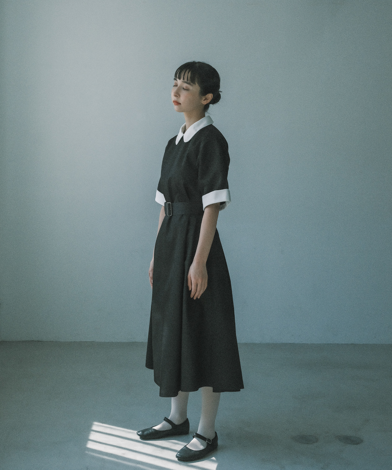 ≪在庫販売≫【THE DRESS #35】round collar bicolor one piece(ラウンドカラーバイカラーワンピース)≪8月22日販売開始≫