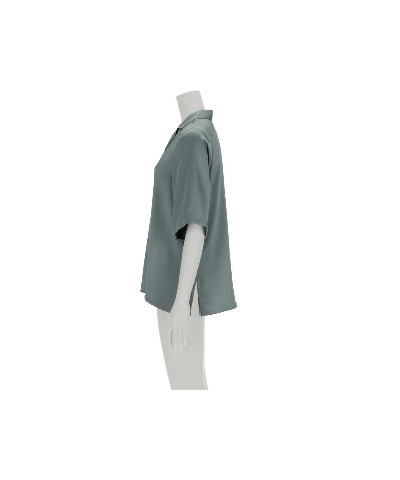 ≪在庫販売≫open collar satin blouse(オープンカラーサテンブラウス)