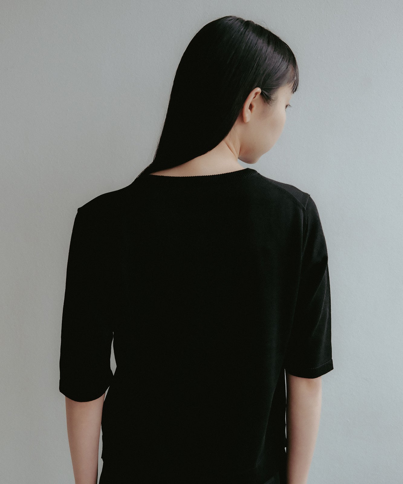 ≪通常販売≫crew neck half-length sleeve knit(クルーネック 半袖ニット)