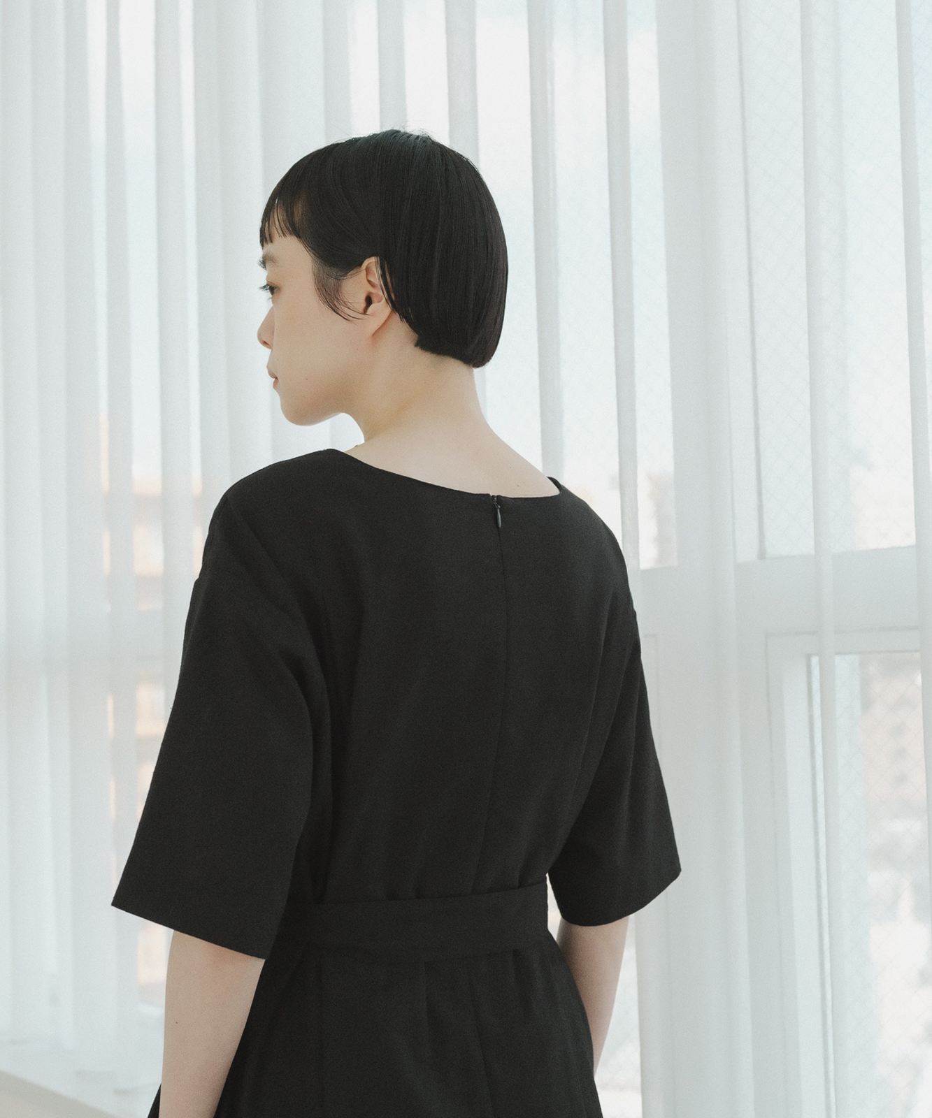 ≪在庫販売≫【THE DRESS #36】black linen dress（ブラックリネン