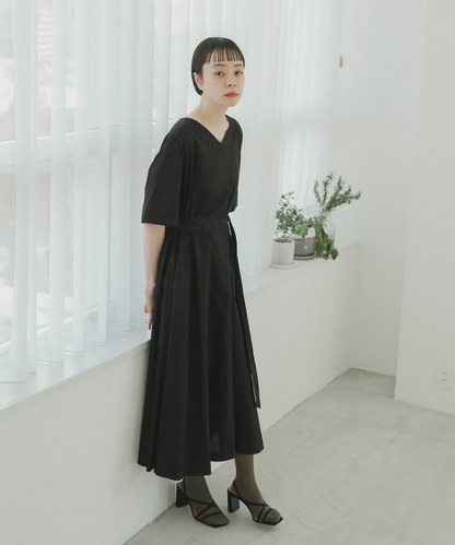 ≪在庫販売≫【THE DRESS #36】black linen dress（ブラックリネン 