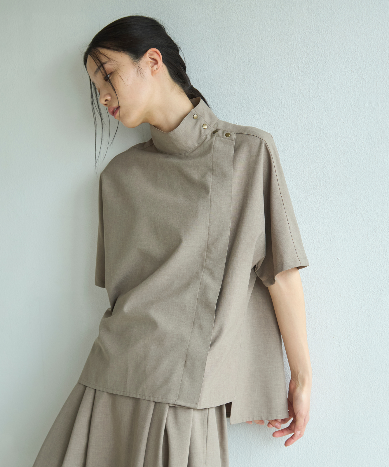 foufou ハイネックプリミティブフラップブラウス ≪通常販売≫high neck primitive flap blouse（ハイネック
