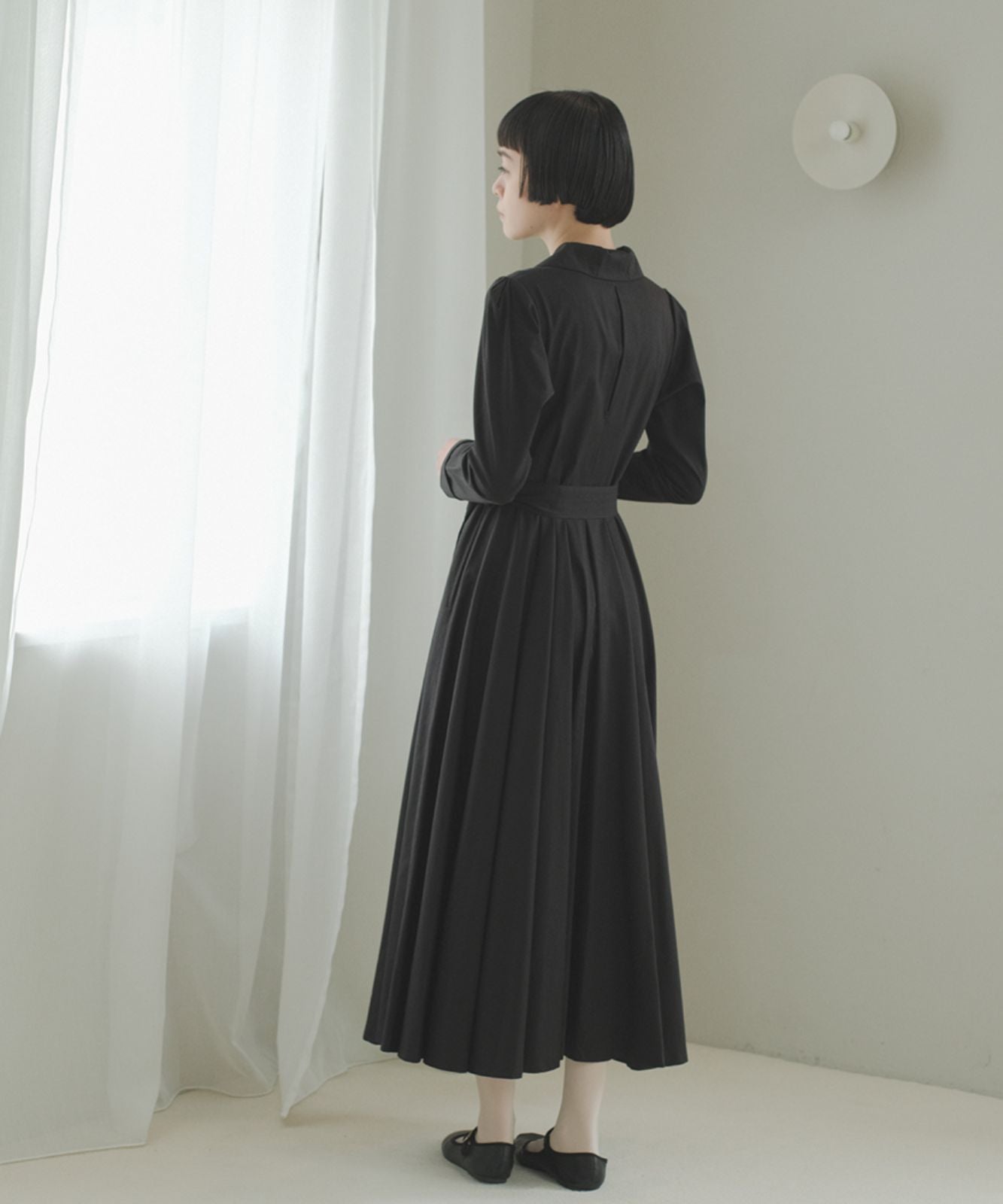 ≪予約販売≫【THE DRESS #18】big collar black button dress（ビッグ