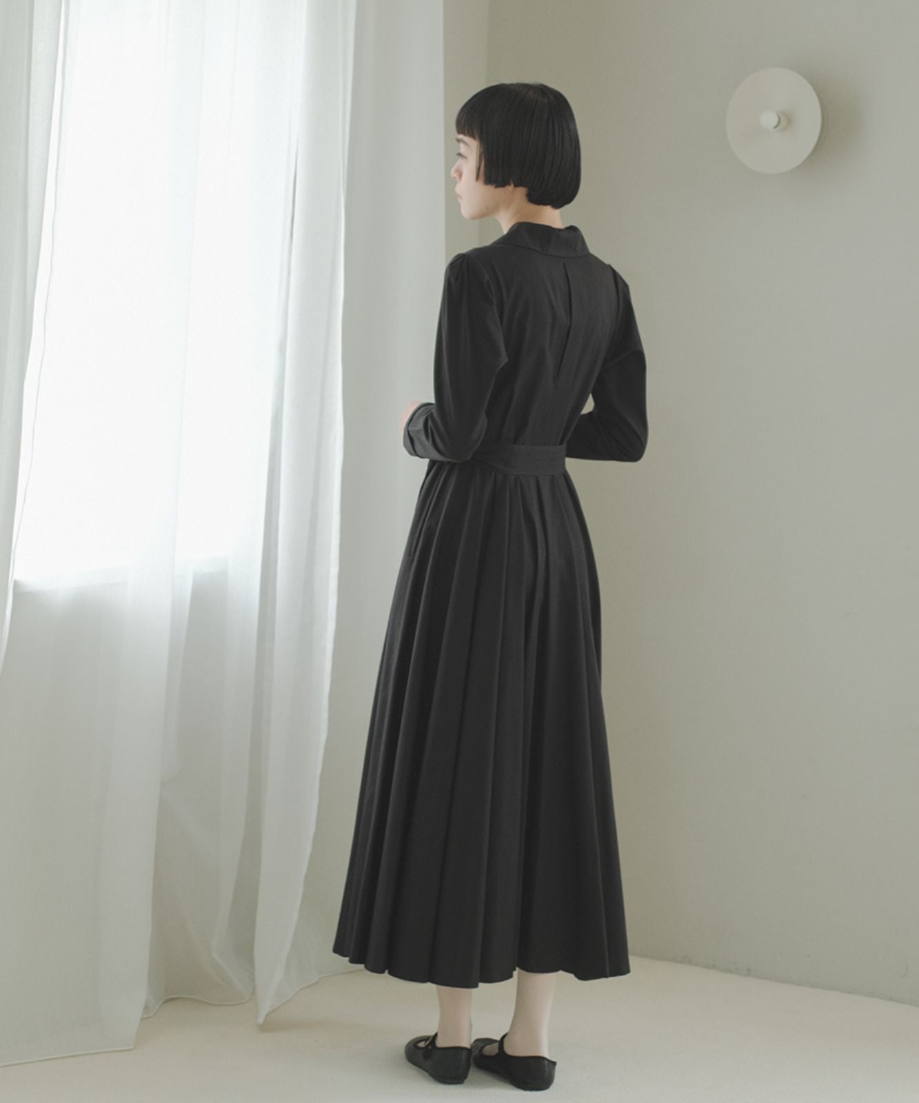 ≪在庫販売≫【THE DRESS #18】big collar black button dress（ビッグ 