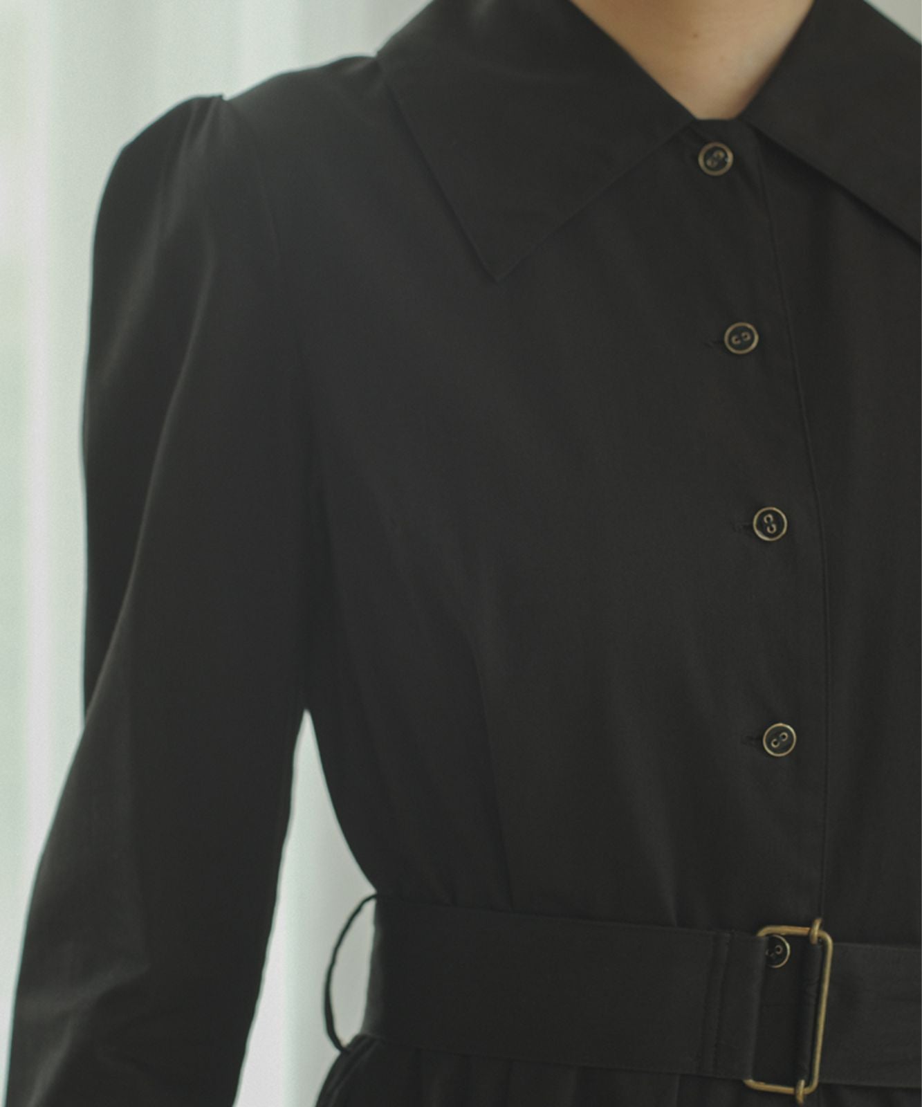 ≪在庫販売≫【THE DRESS #18】big collar black button dress（ビッグ ...