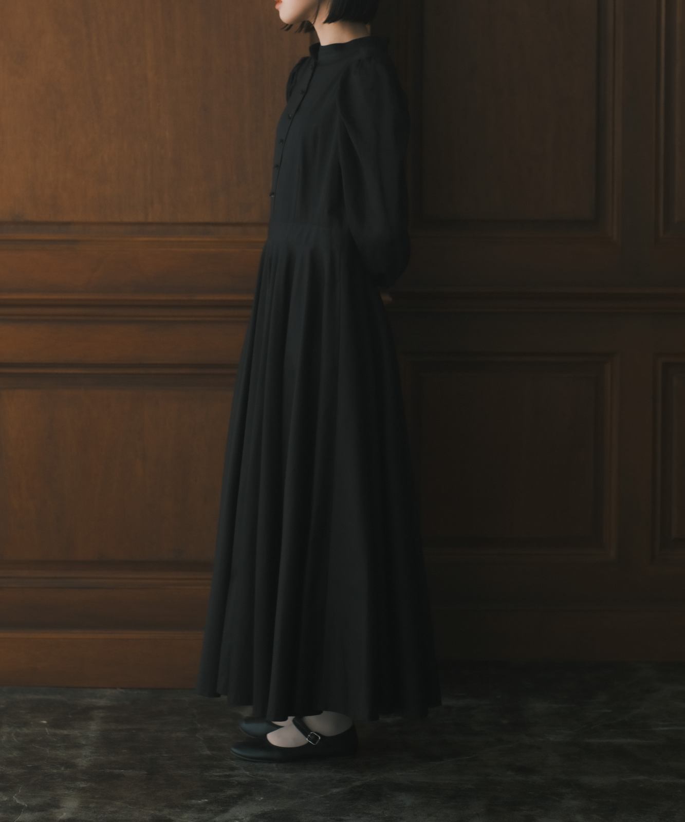 foufou 【THE DRESS #37】black sheer dress - ロングワンピース