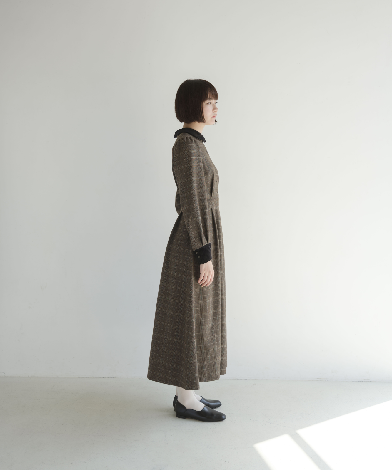 millebonheurグレンチェックワンピースつけ襟付き！ 