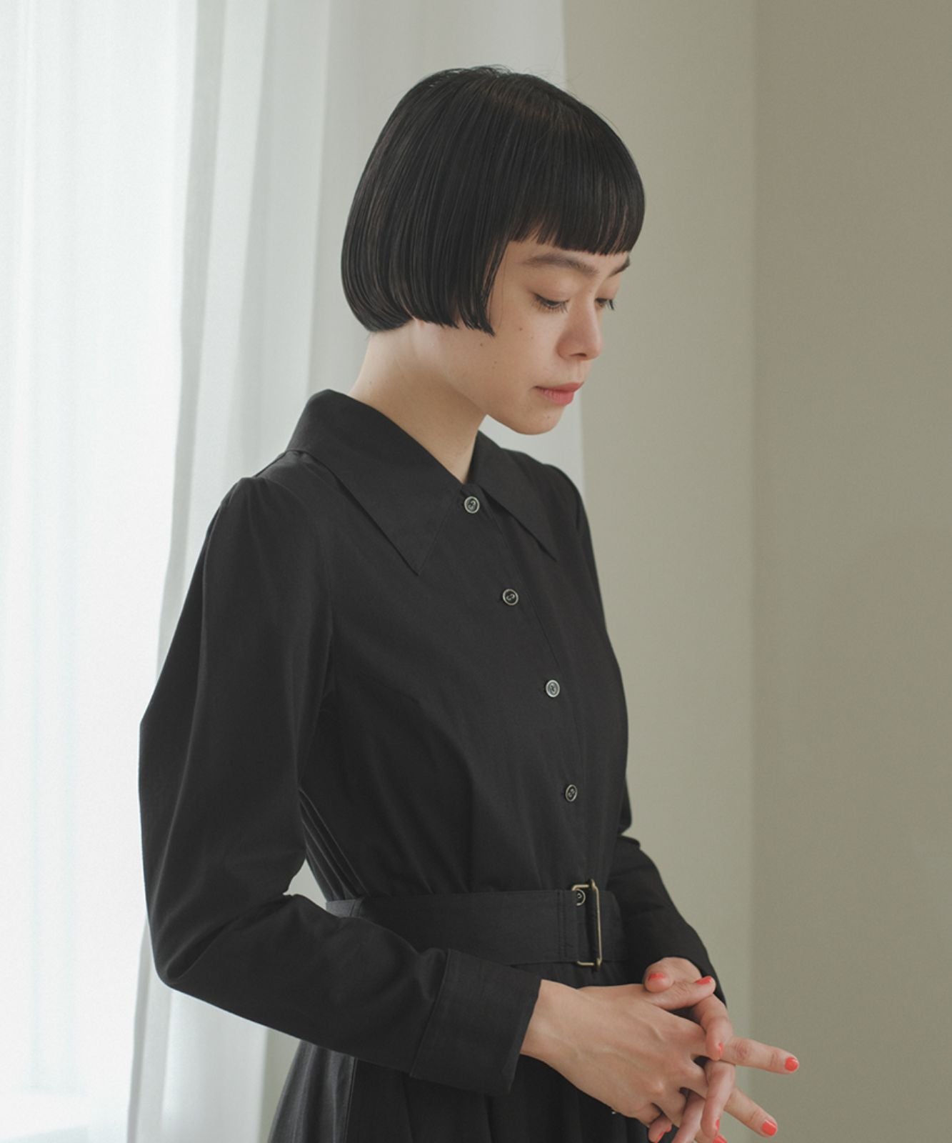 ≪予約販売≫【THE DRESS #18】big collar black button dress（ビッグカラーブラックボタンドレス）≪2023年11月10日15:00販売開始≫≪2024年2月上旬以降発送予定≫