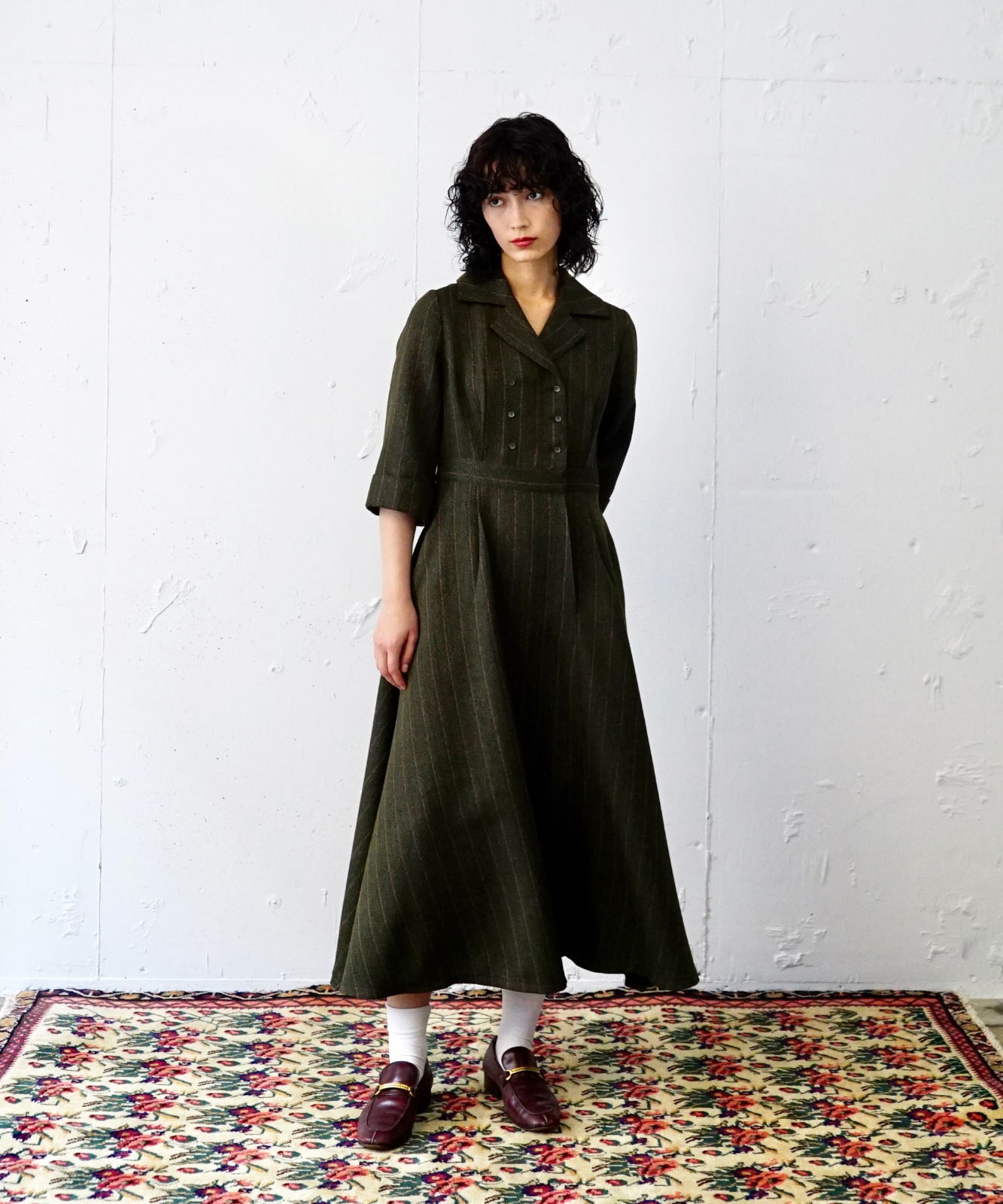 ≪予約販売≫open collar herringbone one piece（オープンカラーヘリンボーンワンピース）≪2023年7月7日13:00販売開始≫≪2023年9月下旬発送予定≫