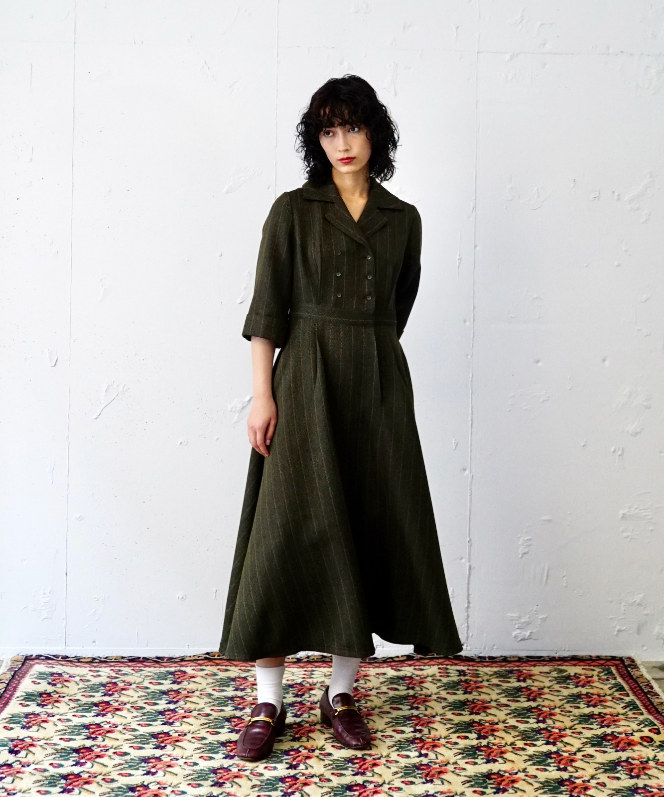 ≪予約販売≫open collar herringbone one  piece（オープンカラーヘリンボーンワンピース）≪2023年7月7日13:00販売開始≫≪2023年9月下旬発送予定≫