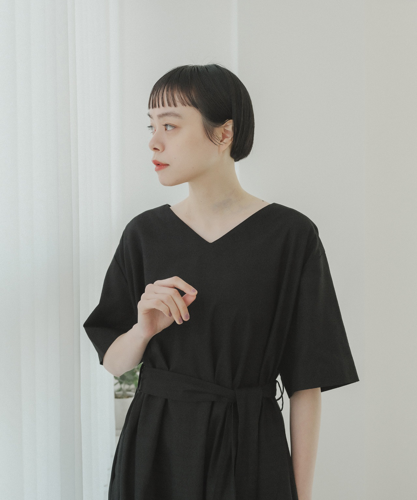 【新品未使用】foufou black linen dress