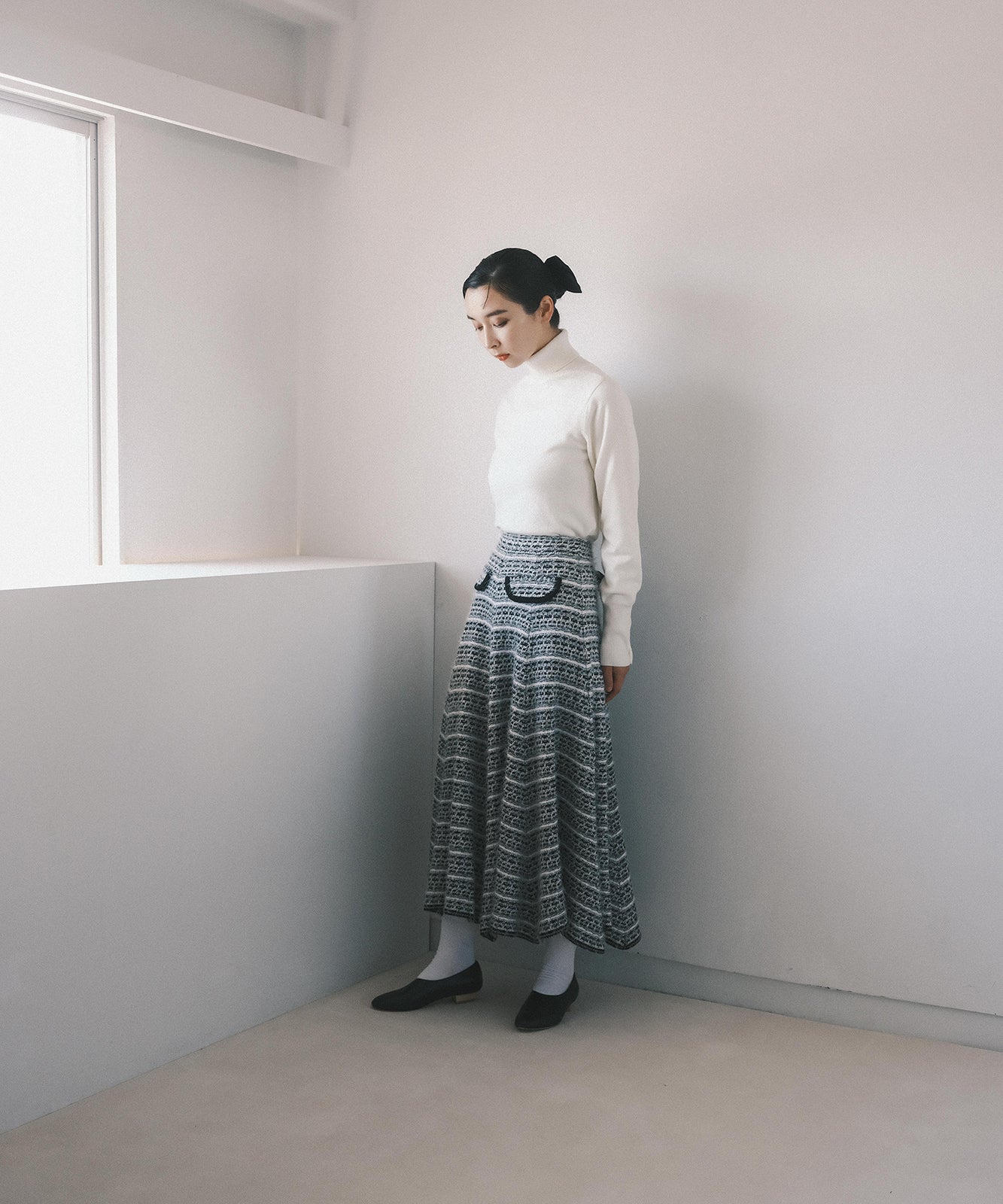 ≪在庫販売≫knit tweed super flare skirt（ニットツイードスーパー